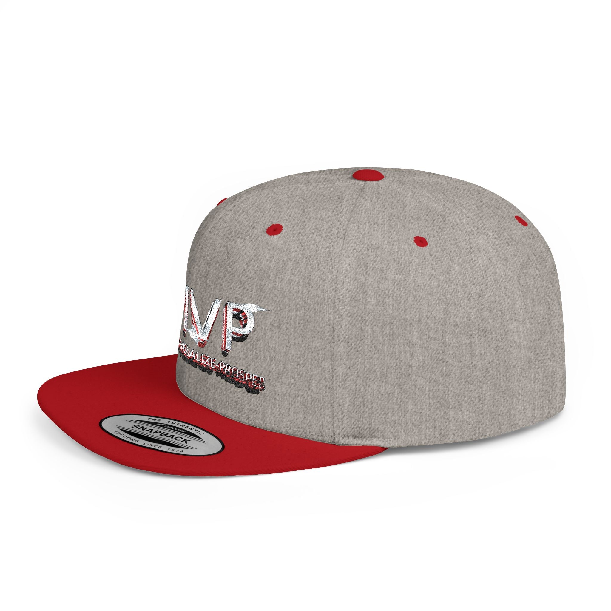 MVP™ Flat Bill Snapback — Embroidered Statement Cap