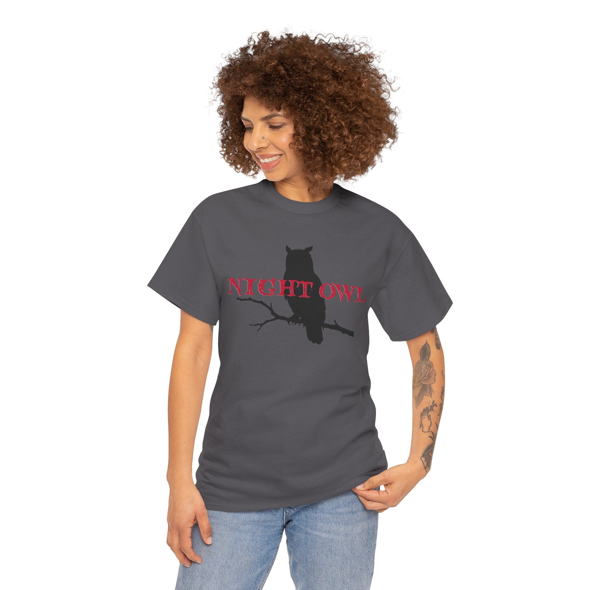 Night Owl T-Shirt — Silhouette Owl on Branch Graphic Tee