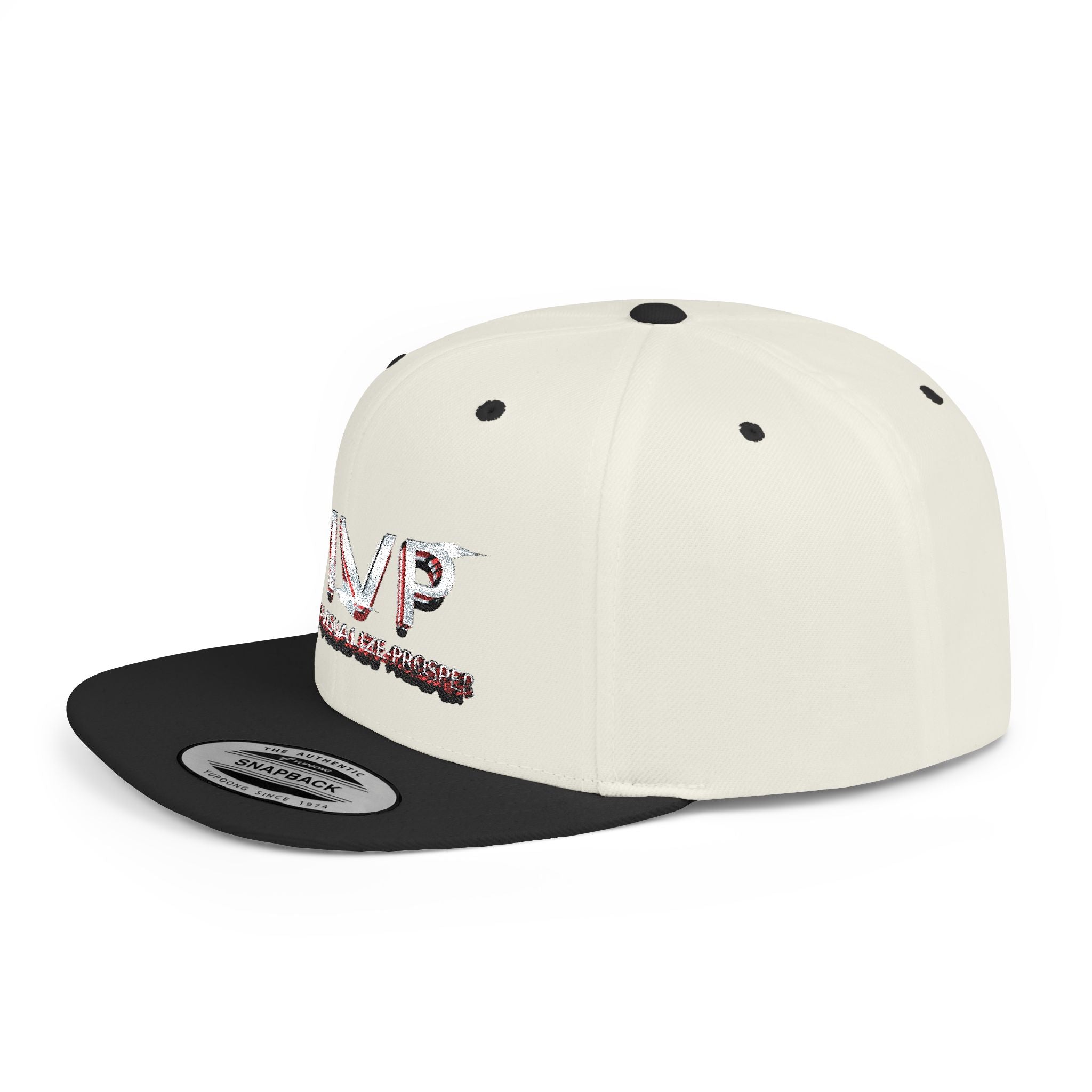 MVP™ Flat Bill Snapback — Embroidered Statement Cap