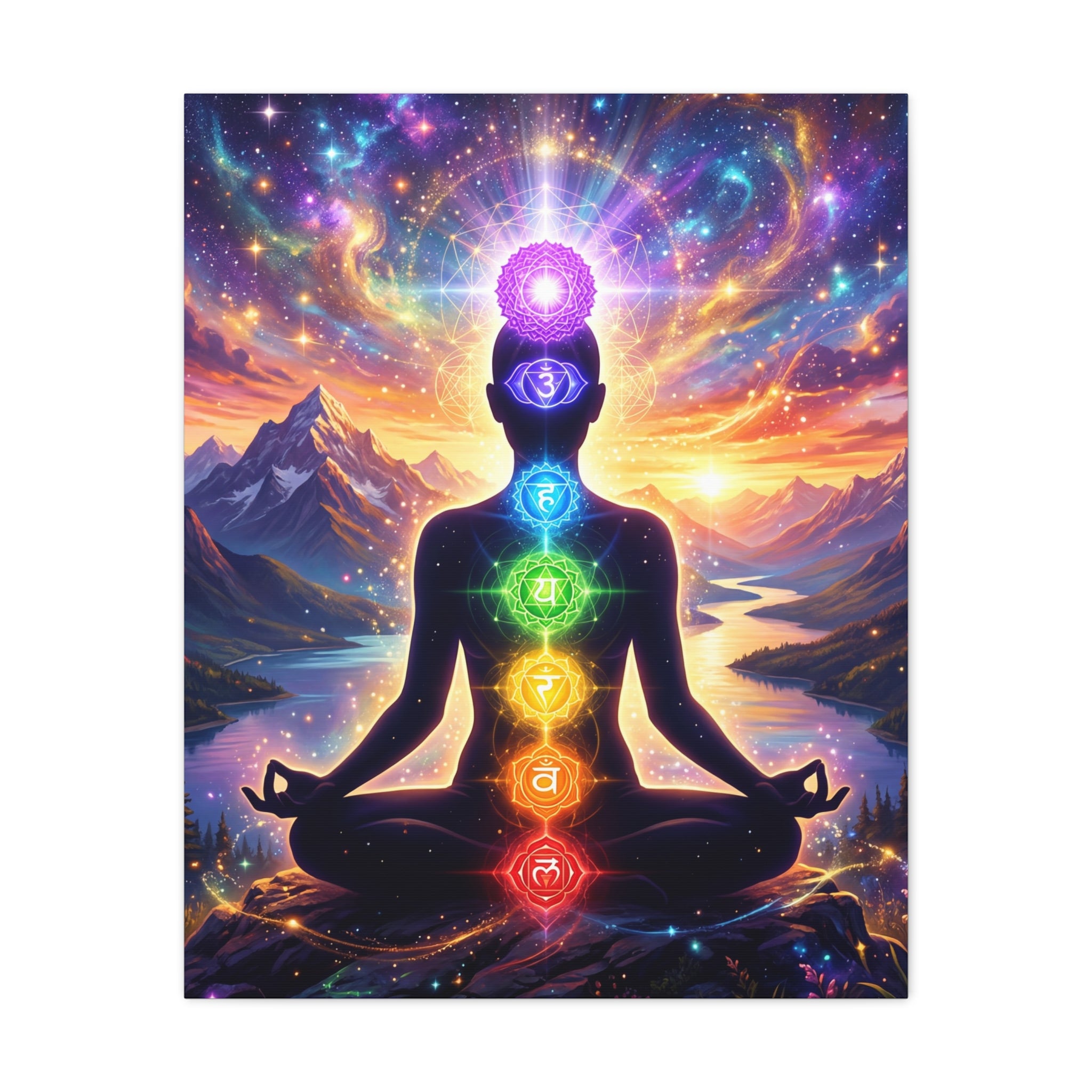 🌈✨ 7 Chakra Meditation Canvas — Energy Alignment & Spiritual Balance Wall Art 🧘🏾‍♀️🔮