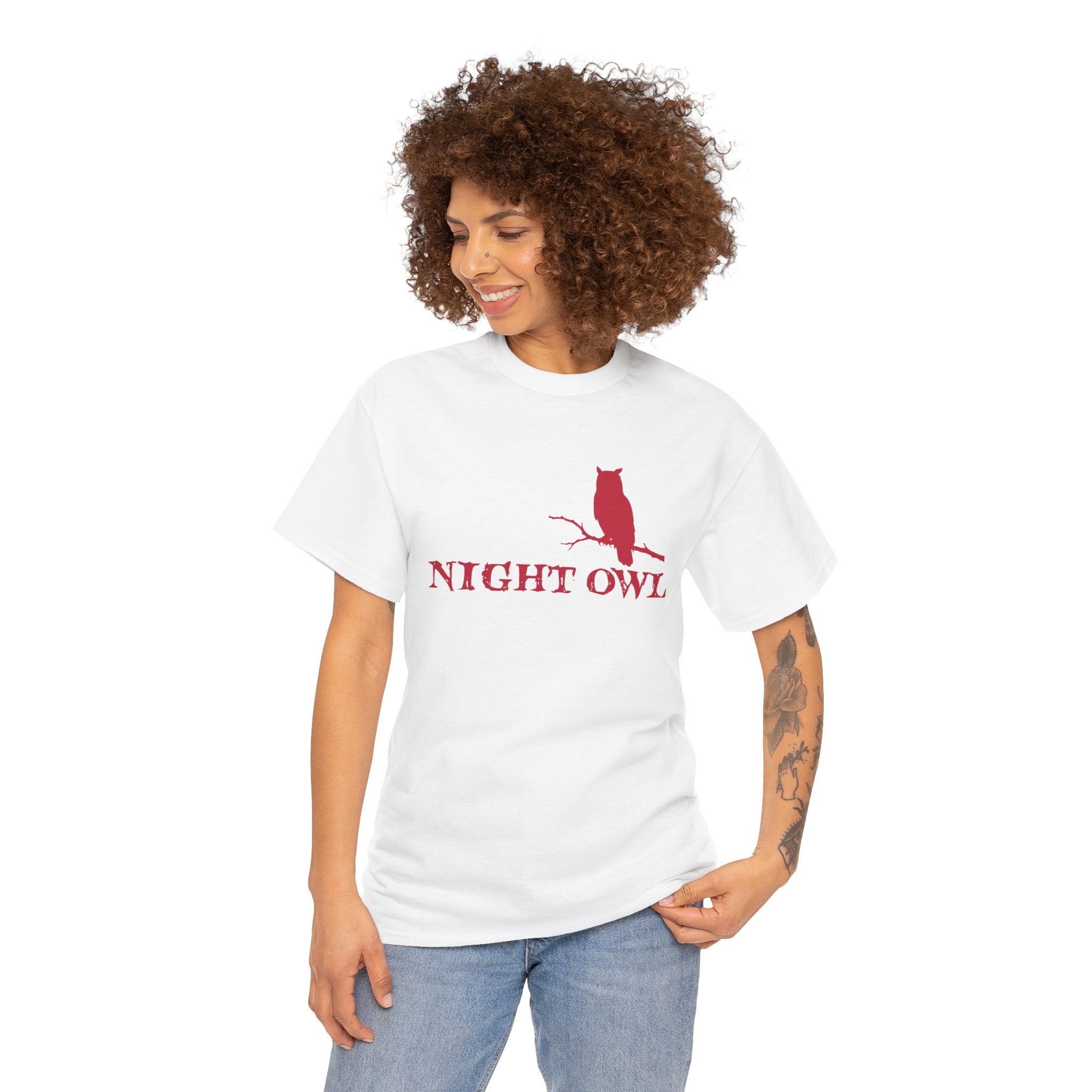 Night Owl Red Graphic Tee — Unisex Statement Shirt