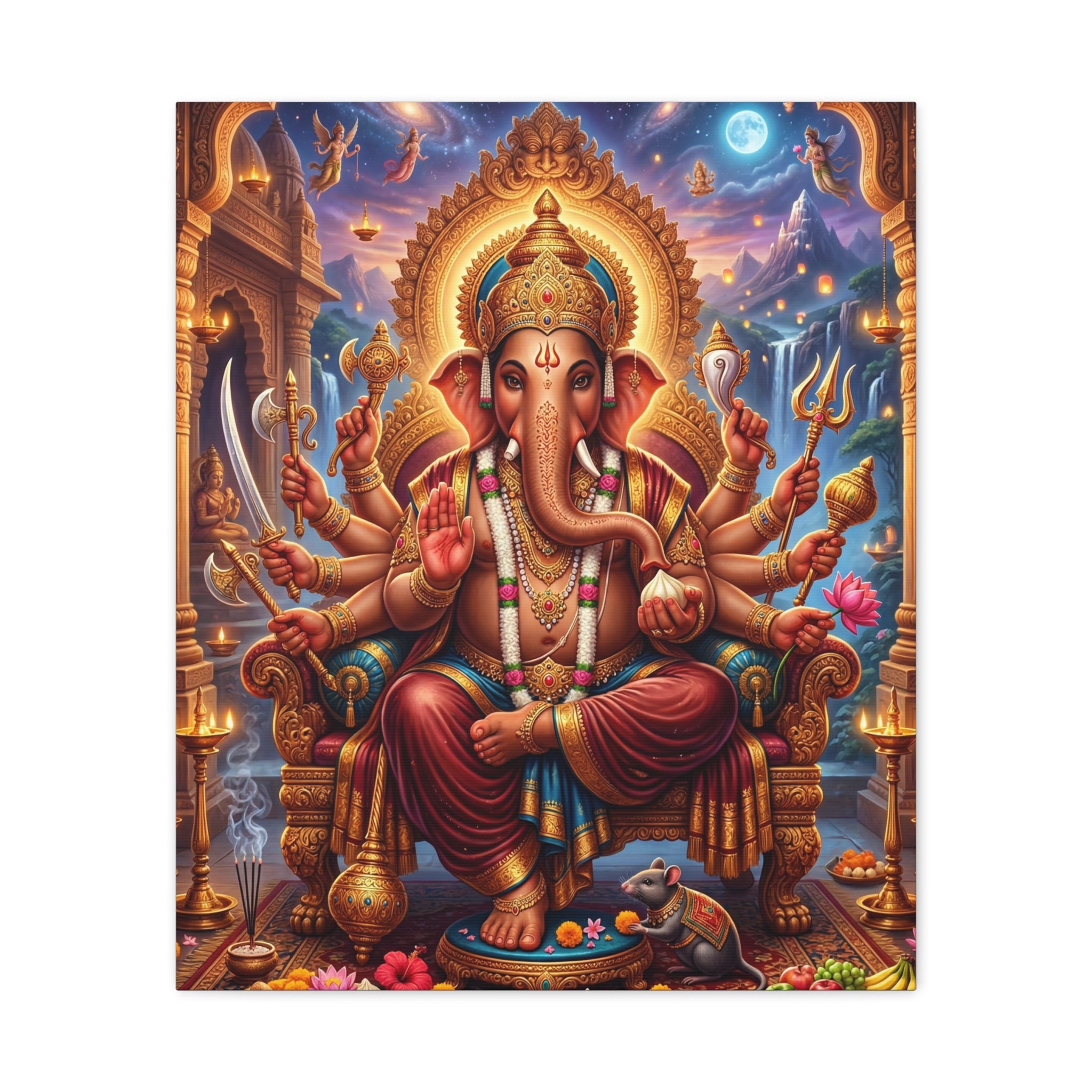 🐘✨ Sacred Ganesha Blessings Canvas — Divine Protection & Abundance Wall Art 👑🪷
