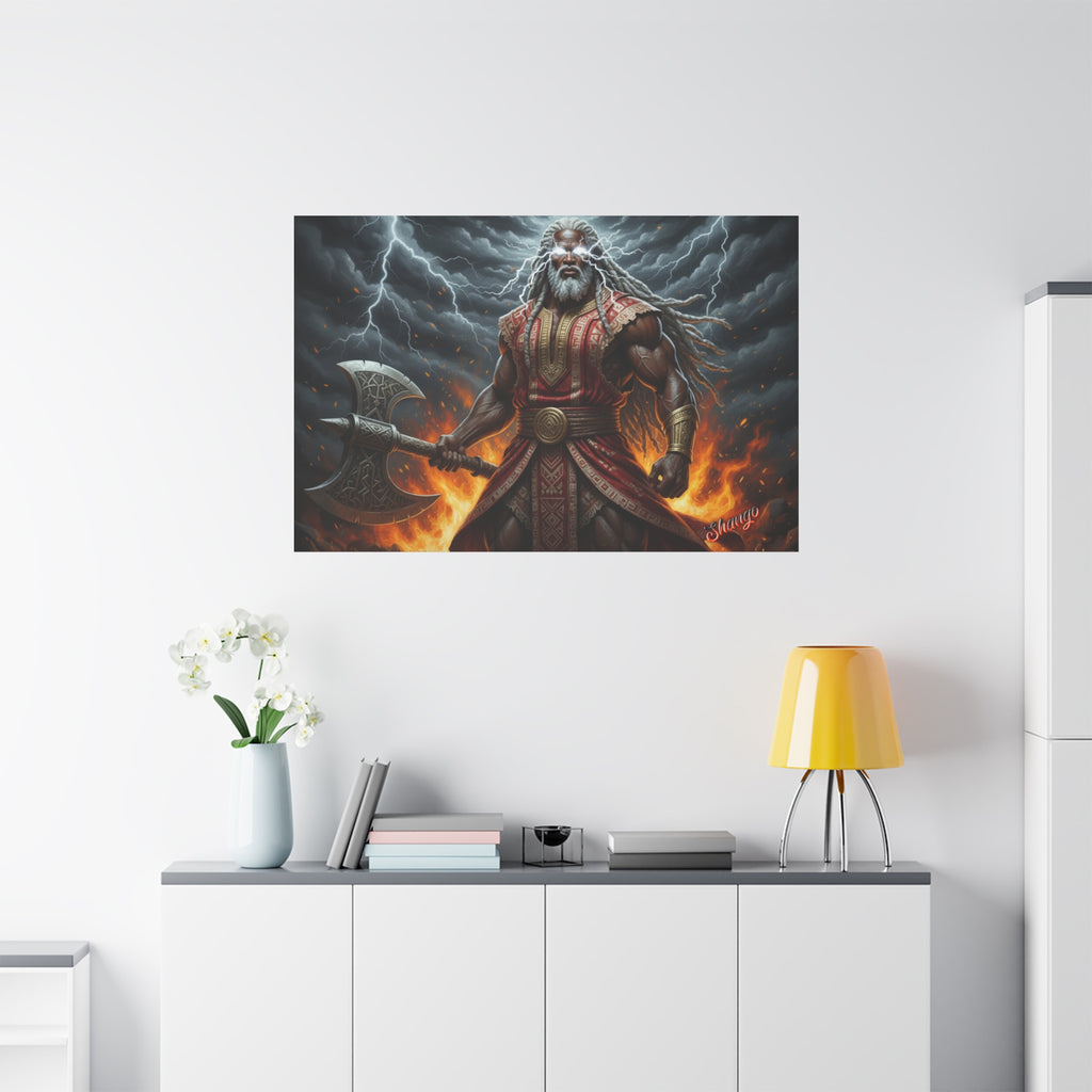 Shango, Lord of Thunder — Lightning & Fire Canvas  Mythic + Regal