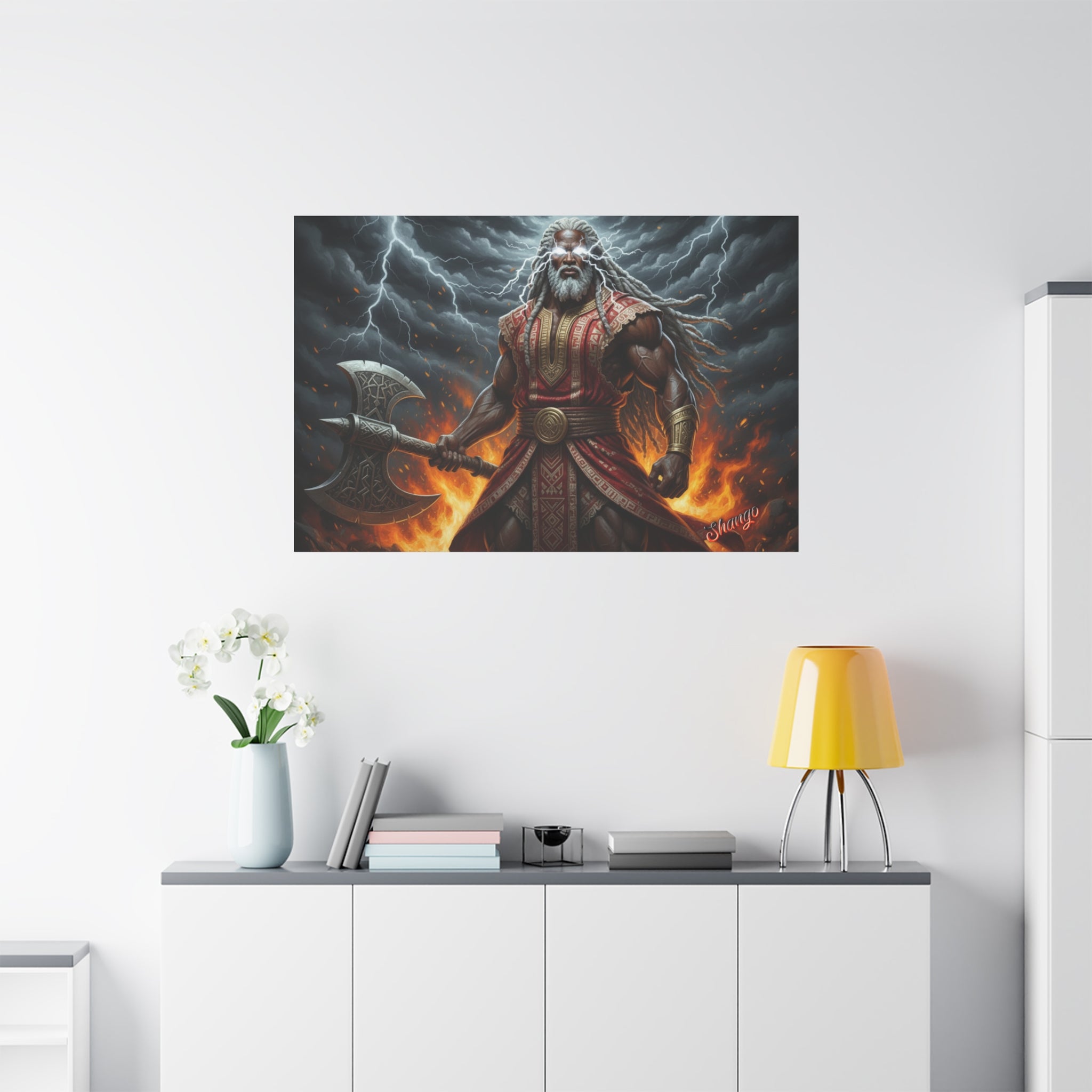 Shango, Lord of Thunder — Lightning & Fire Canvas  Mythic + Regal