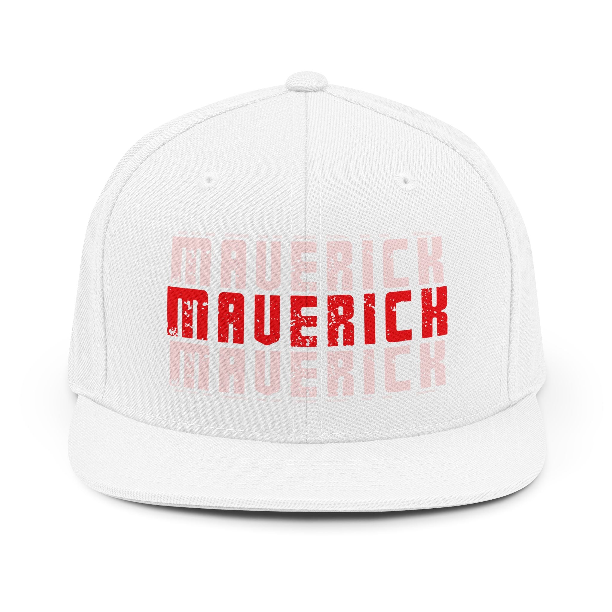 🔥🧢 Maverick Snapback Hat – Retro Red Block Logo Flat-Brim Cap ❤️✨