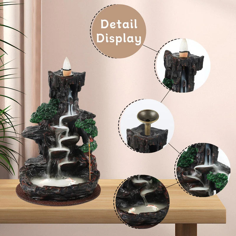Backflow Incense Holders,Burner Waterfall,With Incense Cones&Sticks,For Home Decor or Atmosphere Adjustment