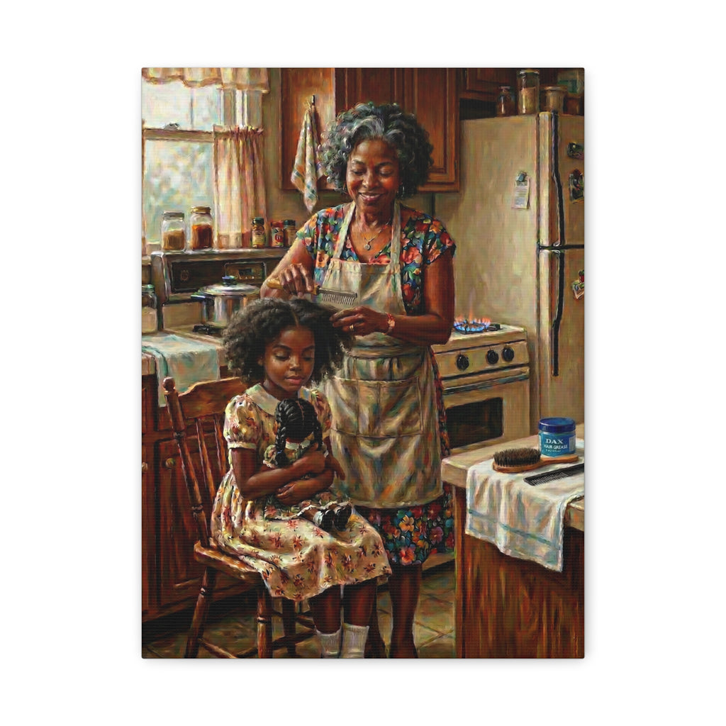 Generations of Love Canvas — Grandma Hot Comb Hair Ritual Art 💕✨