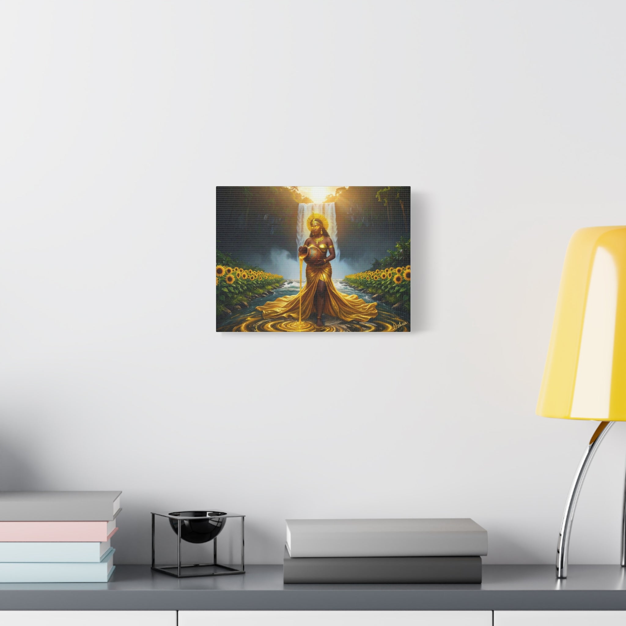 Oshun Golden Motherhood Canvas Print — Afro Goddess Maternity Wall Art