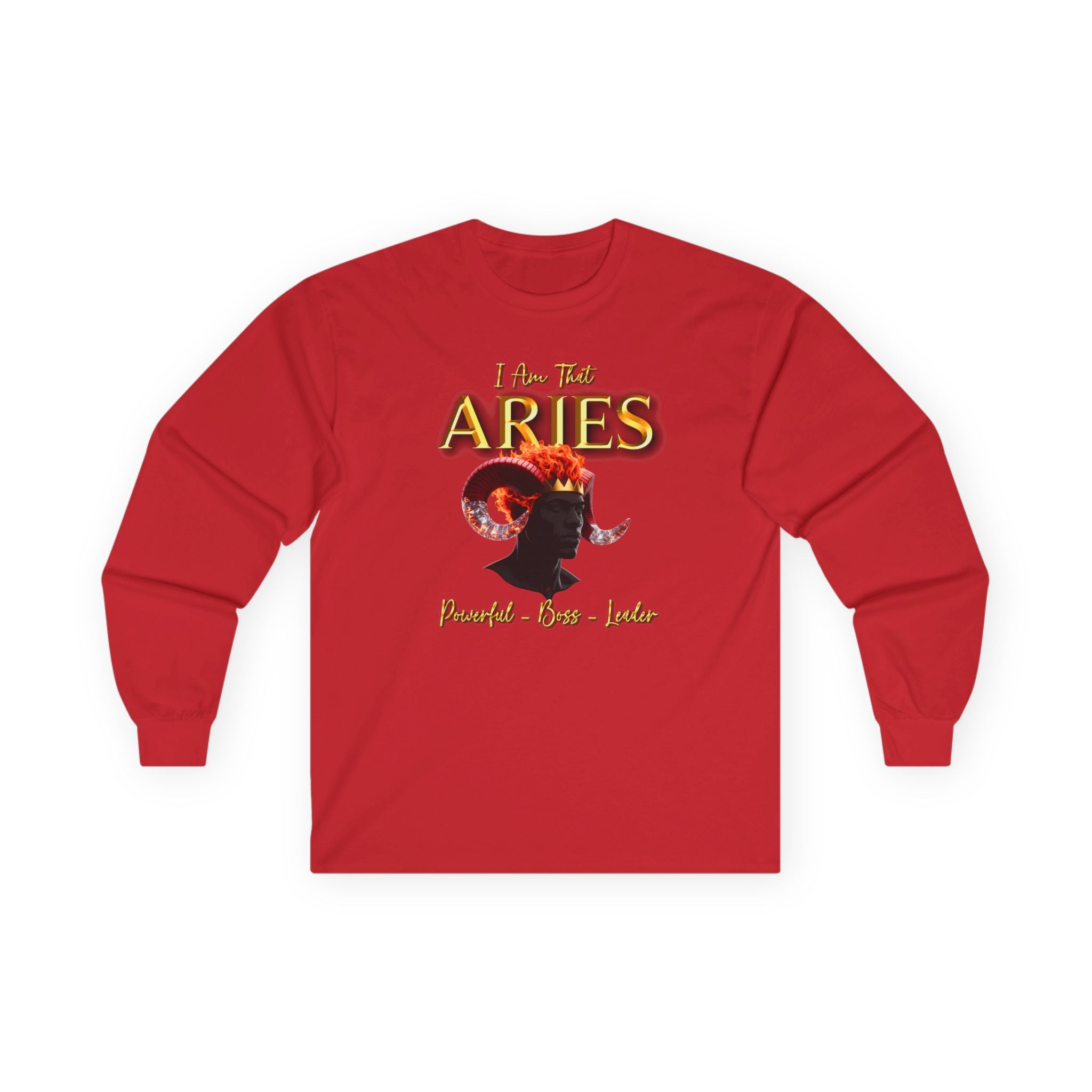 Aries Zodiac Long Sleeve Tee — "I Am The Aries" Astrology Ram Shirt