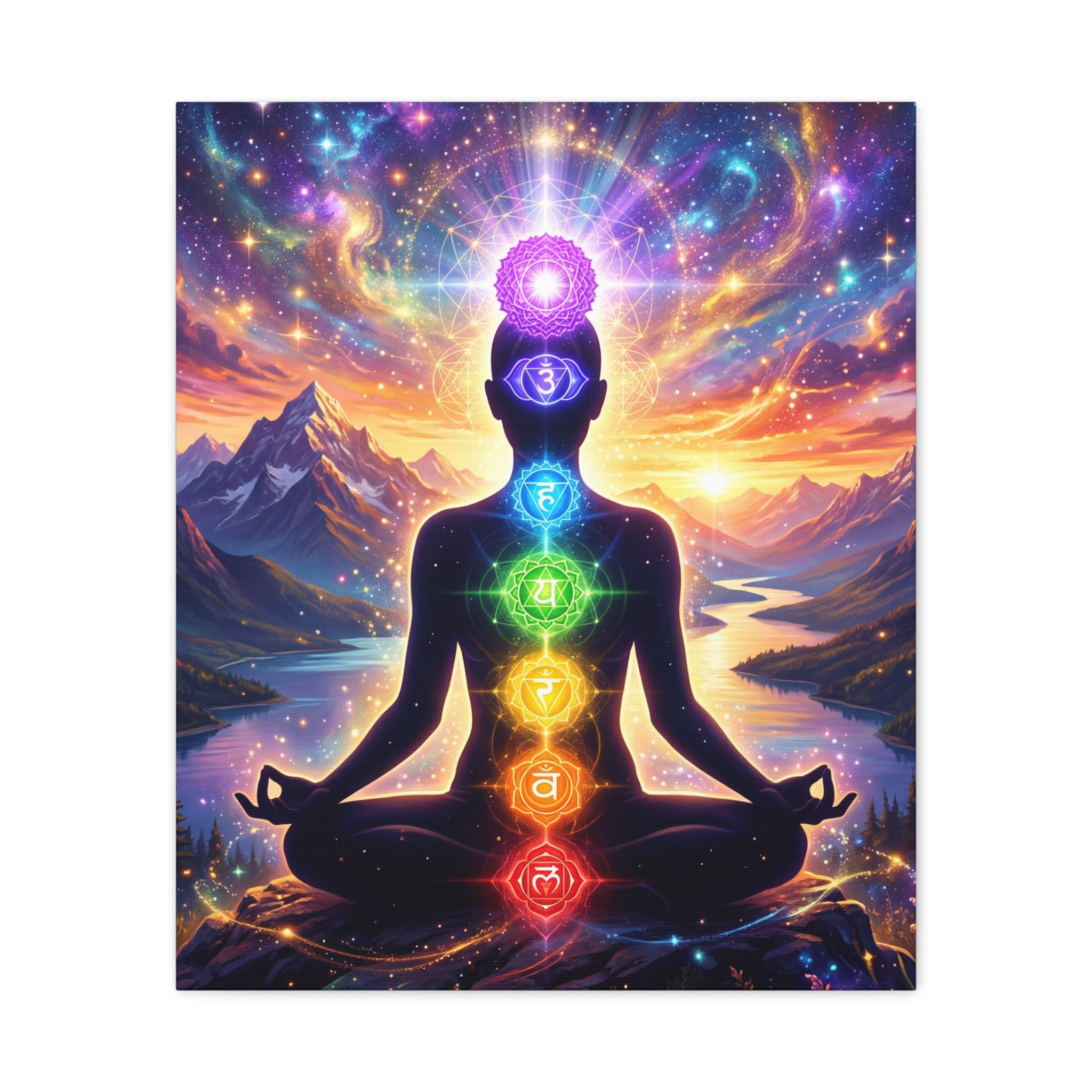 🌈✨ 7 Chakra Meditation Canvas — Energy Alignment & Spiritual Balance Wall Art 🧘🏾‍♀️🔮