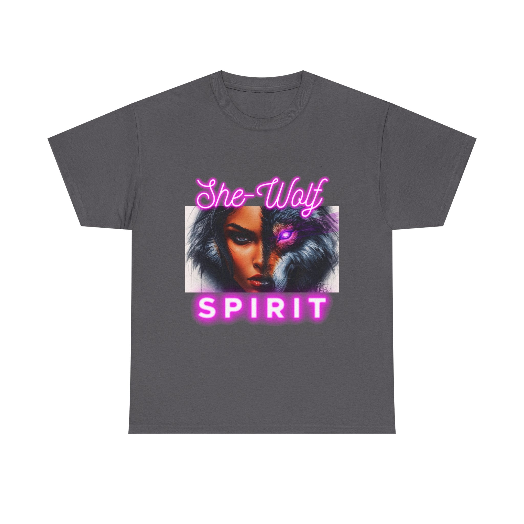 Neon Pink She-Wolf Spirit – Tribal Goddess Graphic Tee