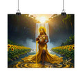 Oshun Goddess Poster — Golden Waterfall Maternity Art Matte Horizontal Print