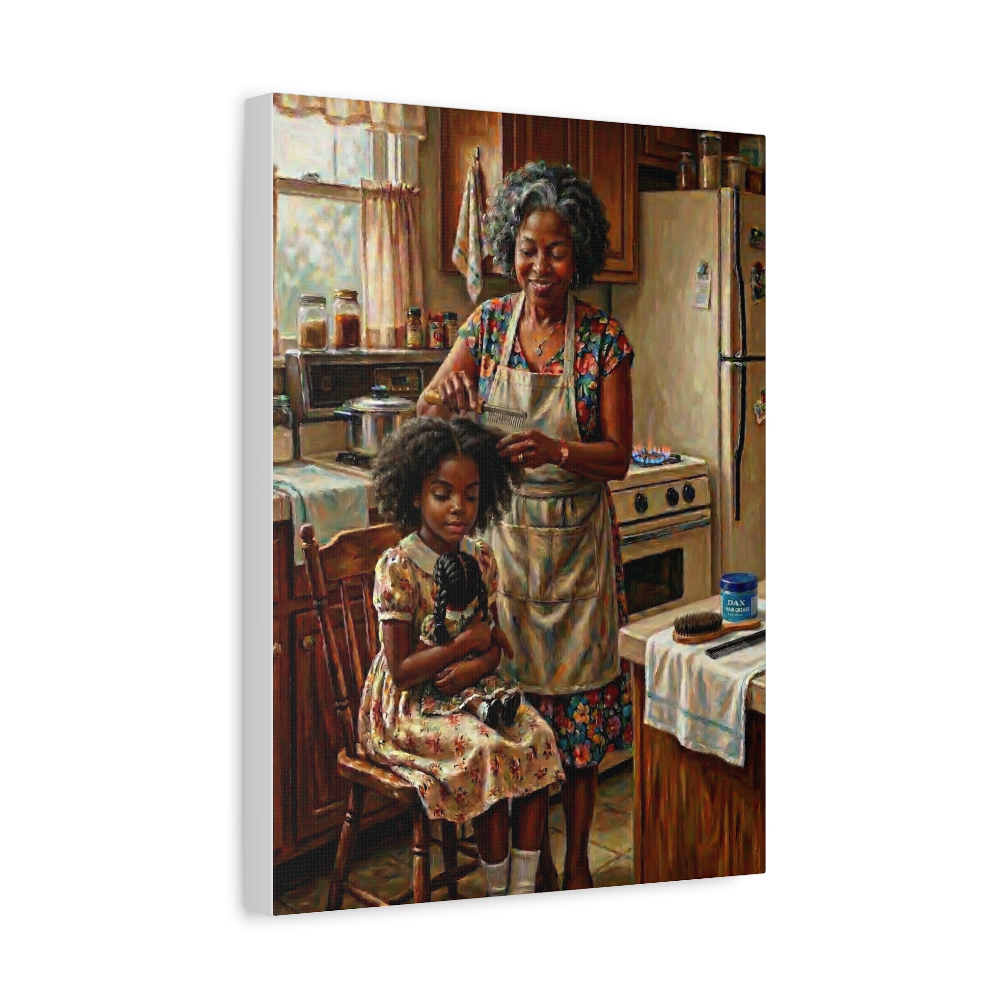 Generations of Love Canvas — Grandma Hot Comb Hair Ritual Art 💕✨