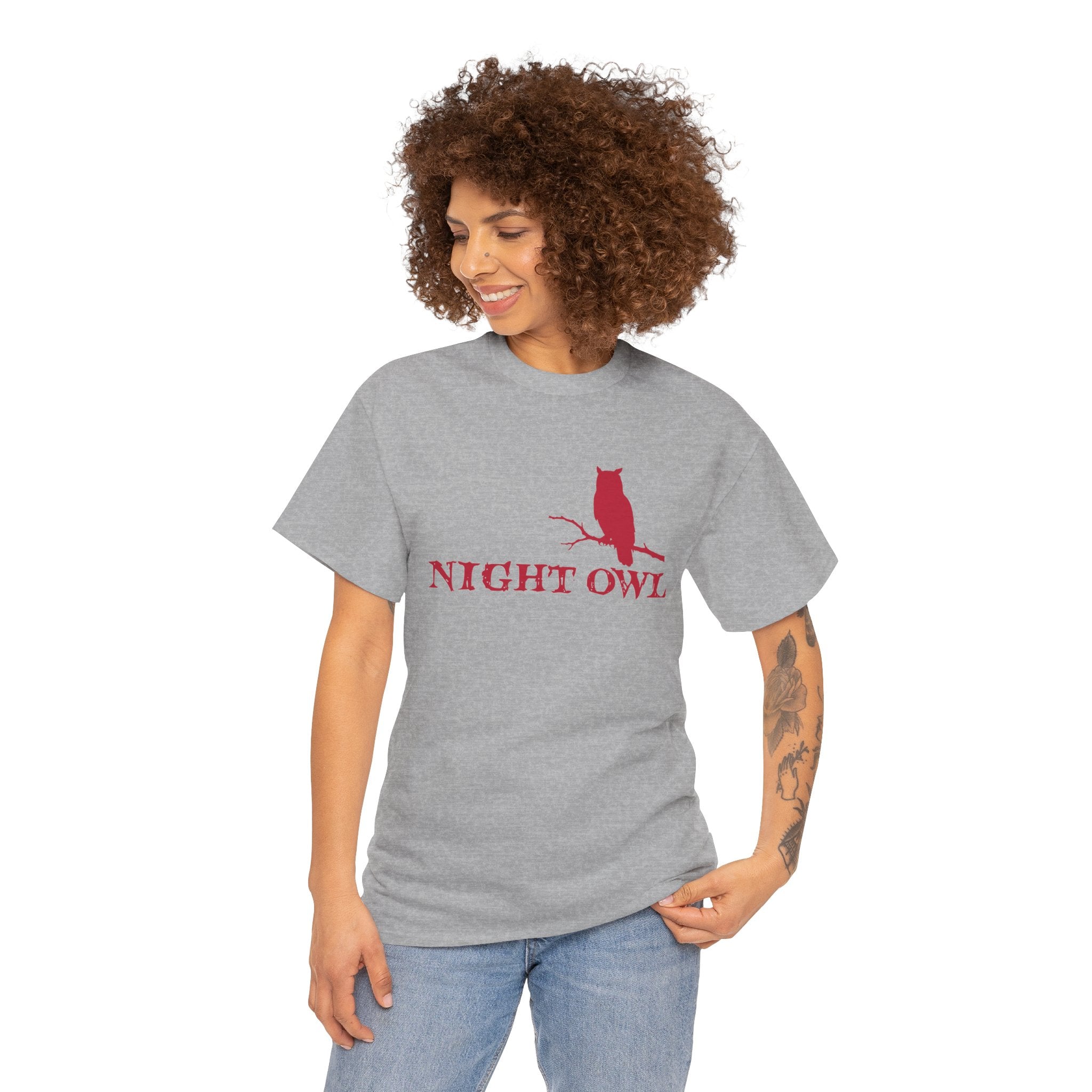 Night Owl Red Graphic Tee — Unisex Statement Shirt