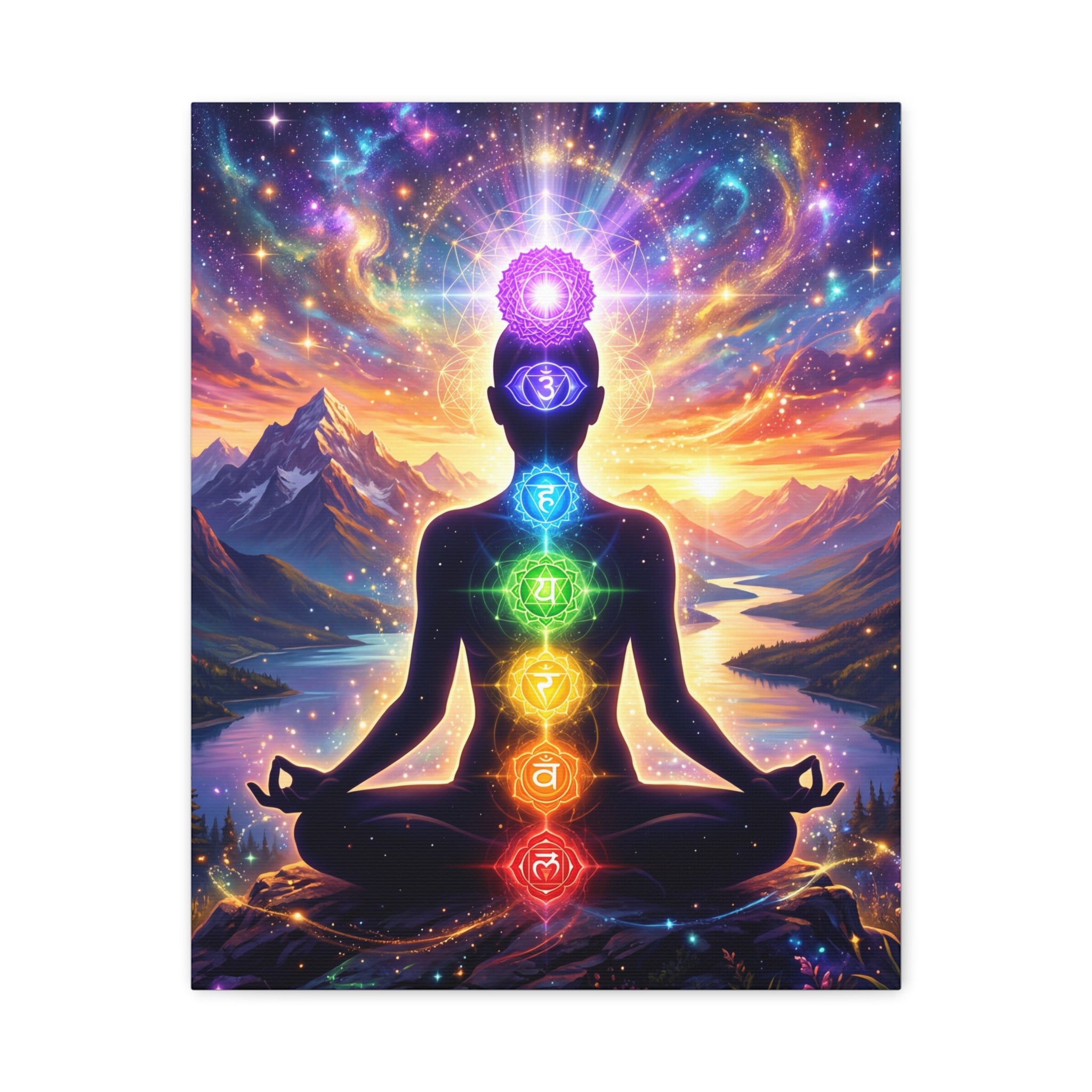 🌈✨ 7 Chakra Meditation Canvas — Energy Alignment & Spiritual Balance Wall Art 🧘🏾‍♀️🔮