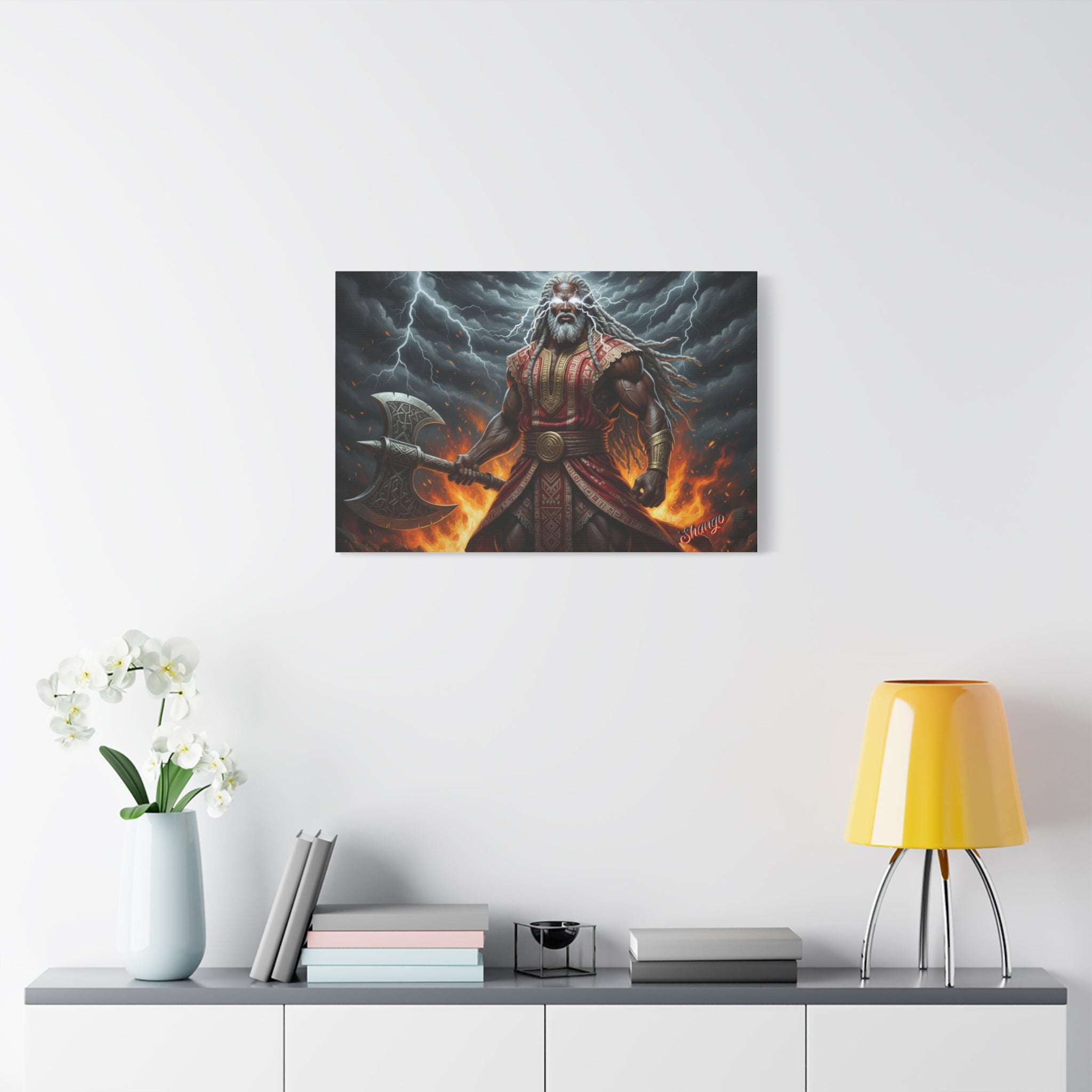 Shango, Lord of Thunder — Lightning & Fire Canvas  Mythic + Regal