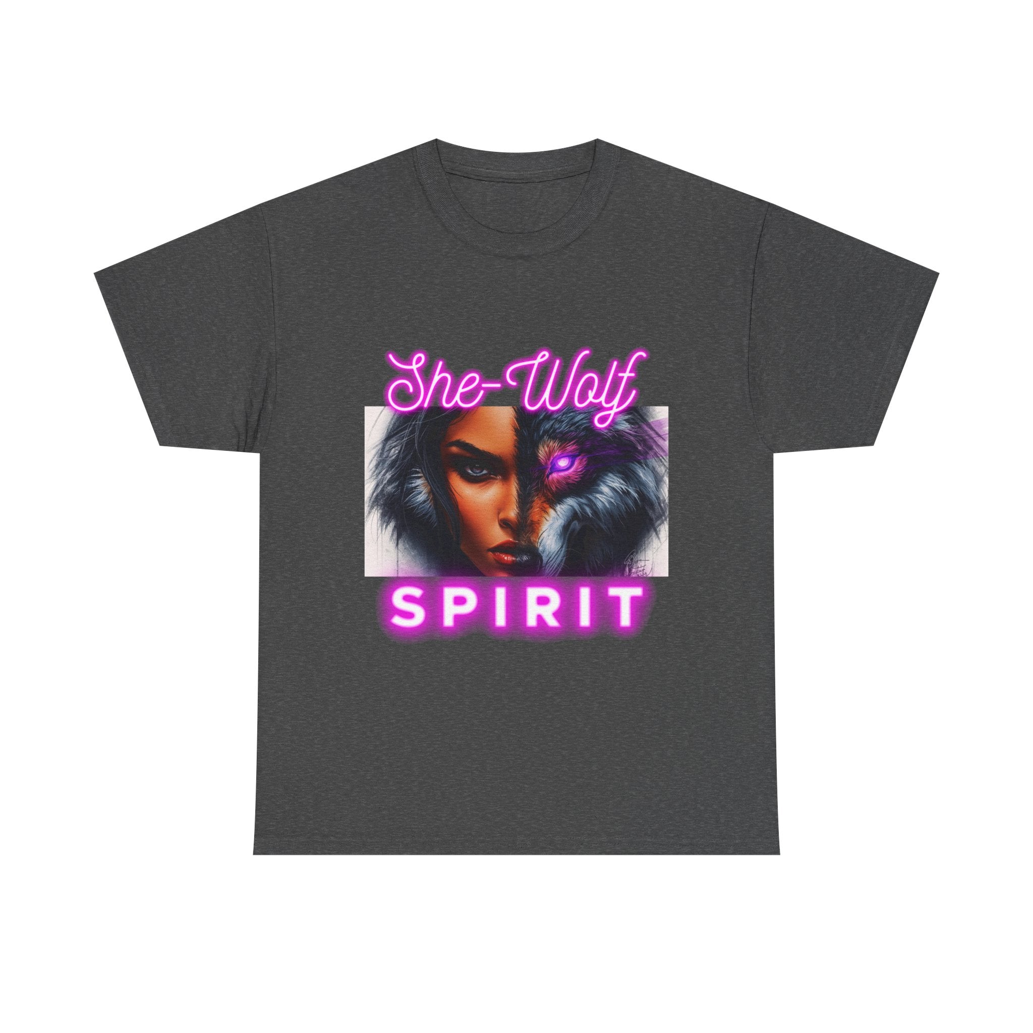 Neon Pink She-Wolf Spirit – Tribal Goddess Graphic Tee