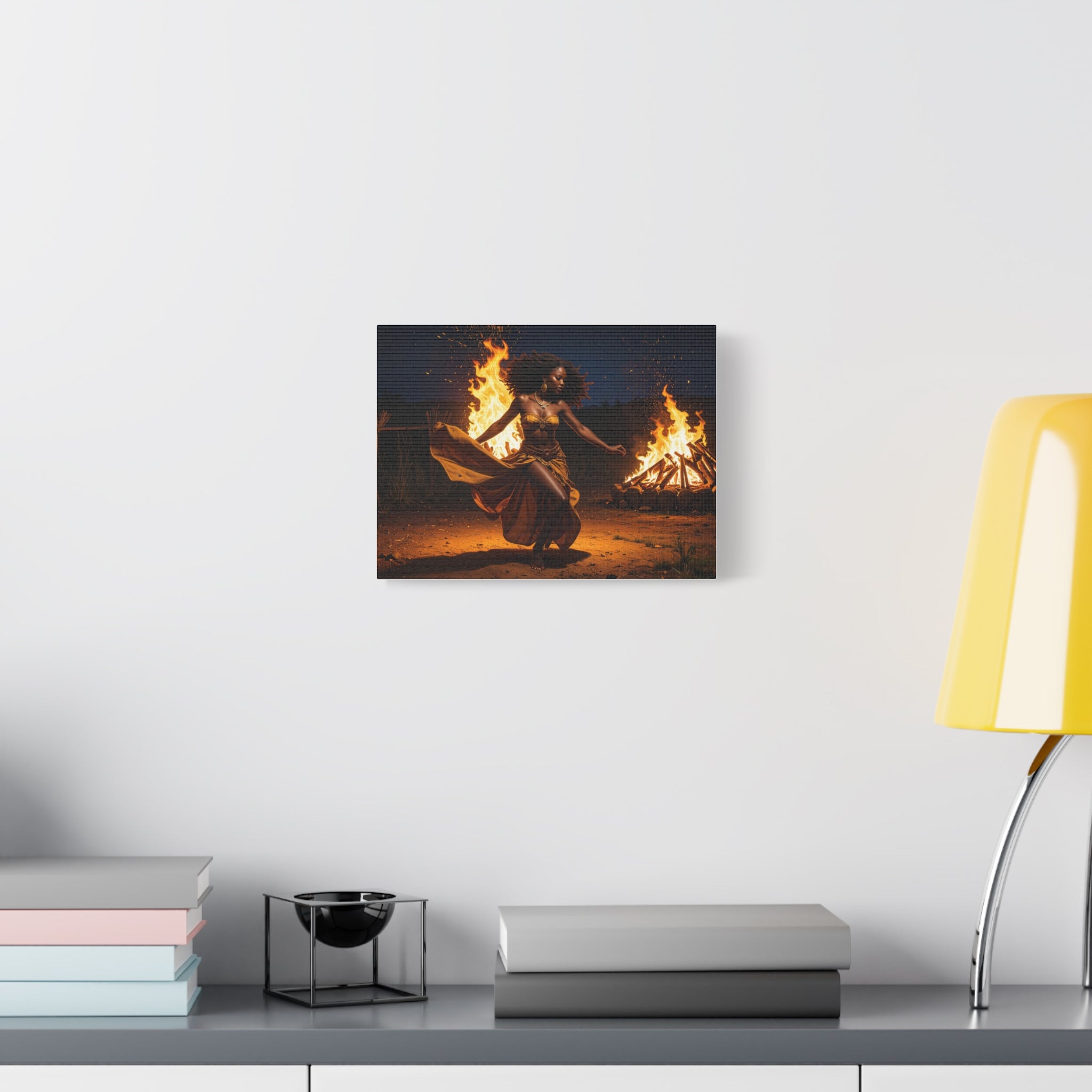 Afro Fire Dancer Matte Canvas Print — Stretched Wall Art