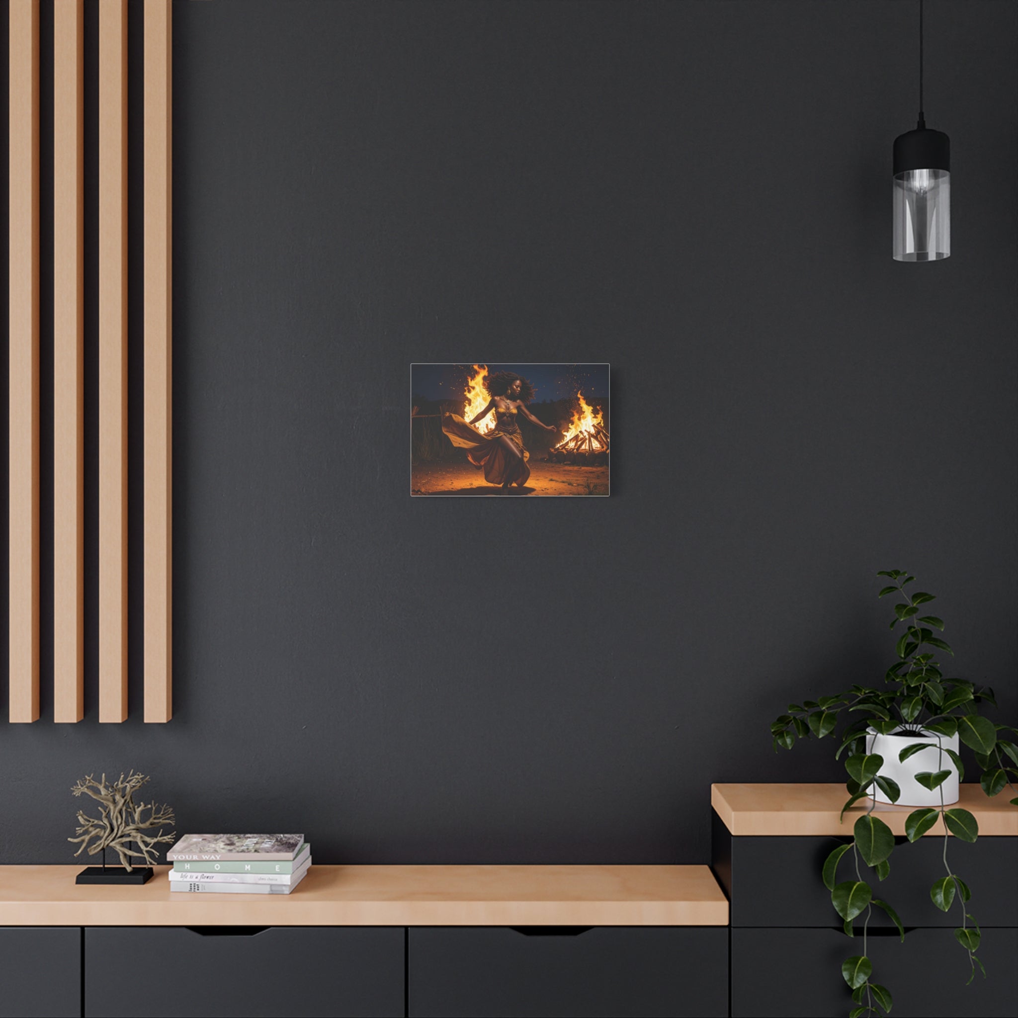 Afro Fire Dancer Matte Canvas Print — Stretched Wall Art
