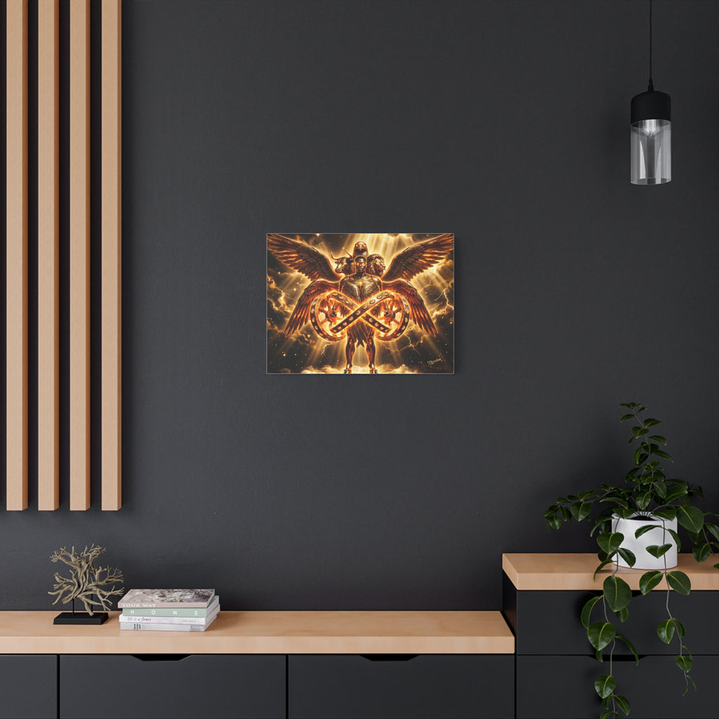 Cherubim & Sacred Wheels Canvas — Ezekiel Vision Angelic Wall Art 👼✨