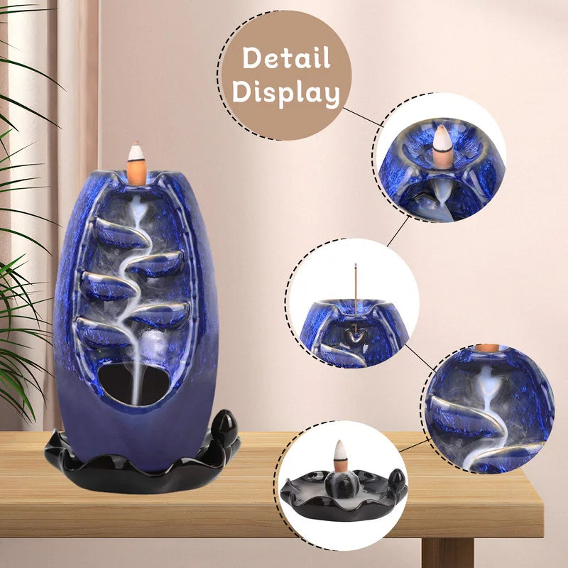 Backflow Incense Holders,Burner Waterfall,With Incense Cones&Sticks,For Home Decor or Atmosphere Adjustment