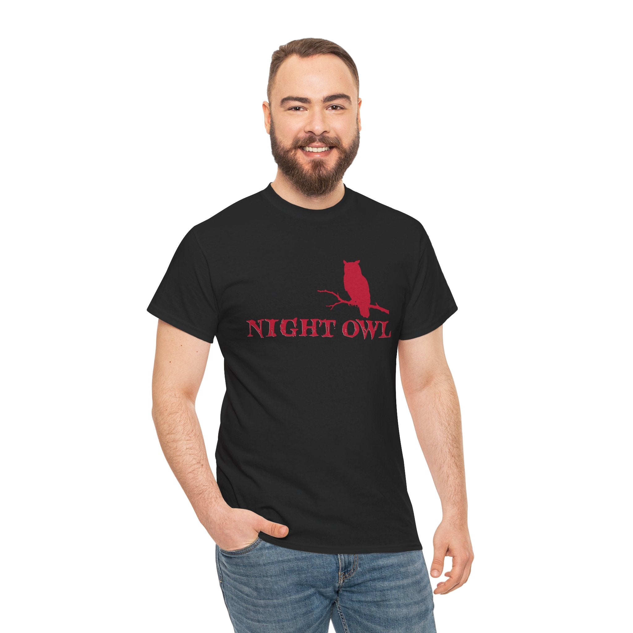Night Owl Red Graphic Tee — Unisex Statement Shirt