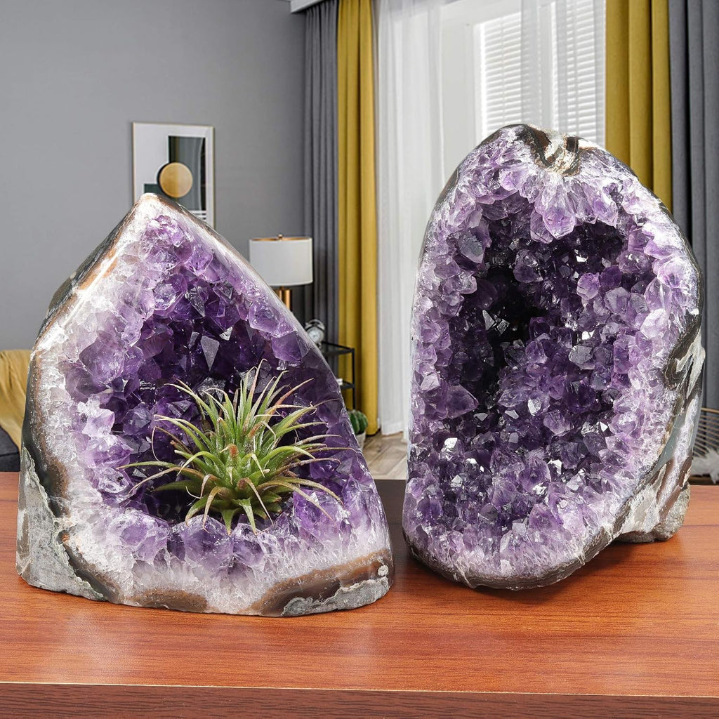 Natural Amethyst Quartz Crystal Cluster,Druzy Geode Specimen Gemstone Sculpture Sphere(1.9-2.2Ibs)