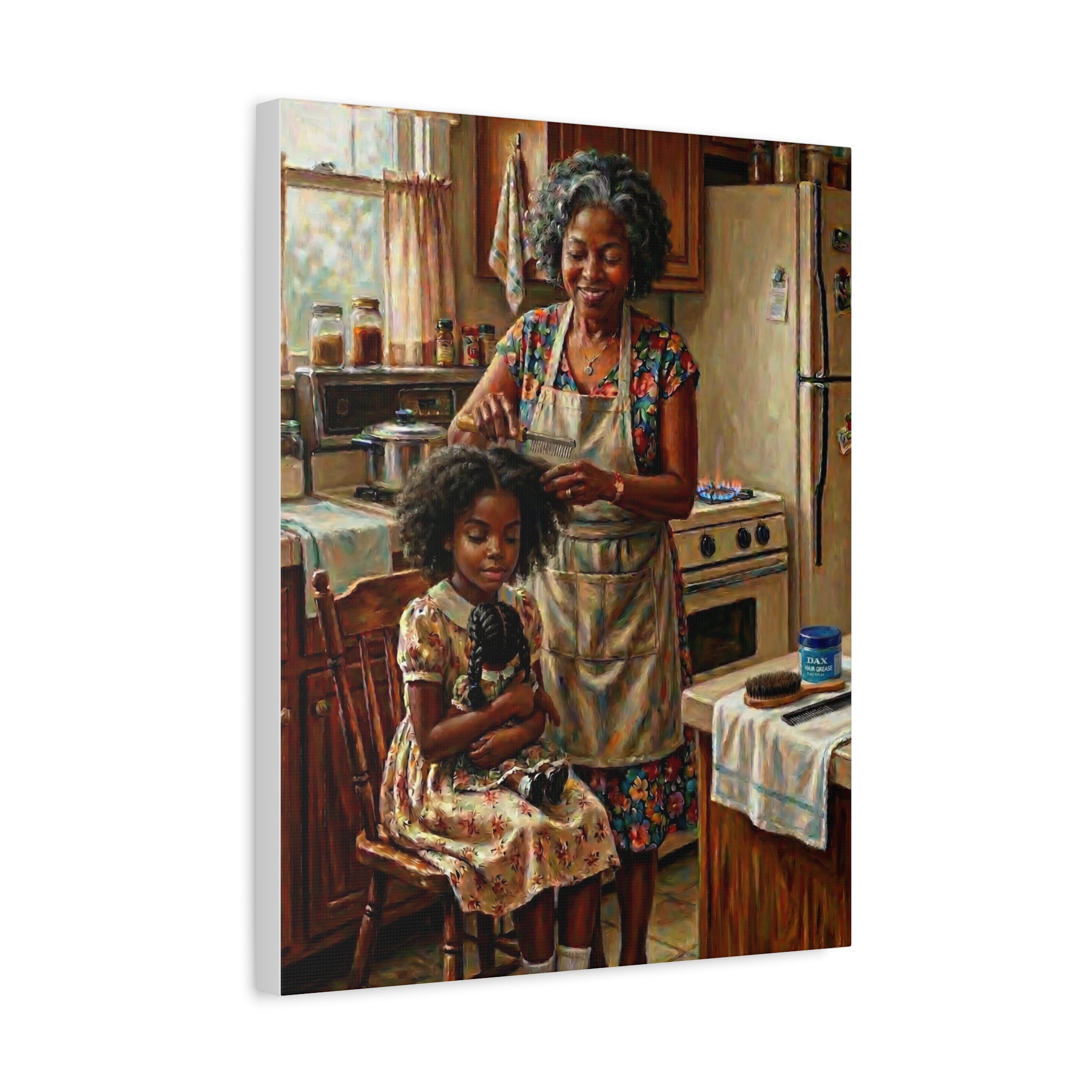 Generations of Love Canvas — Grandma Hot Comb Hair Ritual Art 💕✨