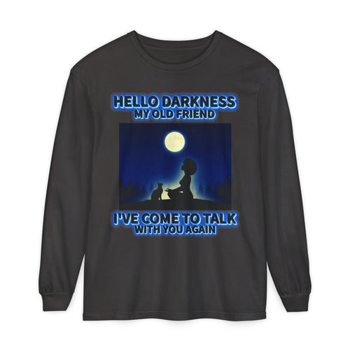 "Hello Darkness My Old Friend" Moonlit Silhouette—Long Sleeve T-Shirt