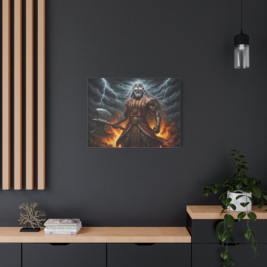 Shango, Lord of Thunder — Lightning & Fire Canvas  Mythic + Regal