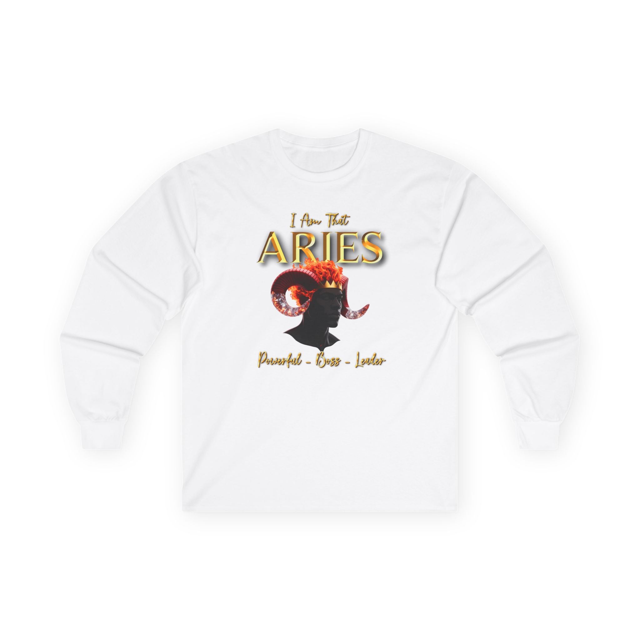 Aries Zodiac Long Sleeve Tee — "I Am The Aries" Astrology Ram Shirt