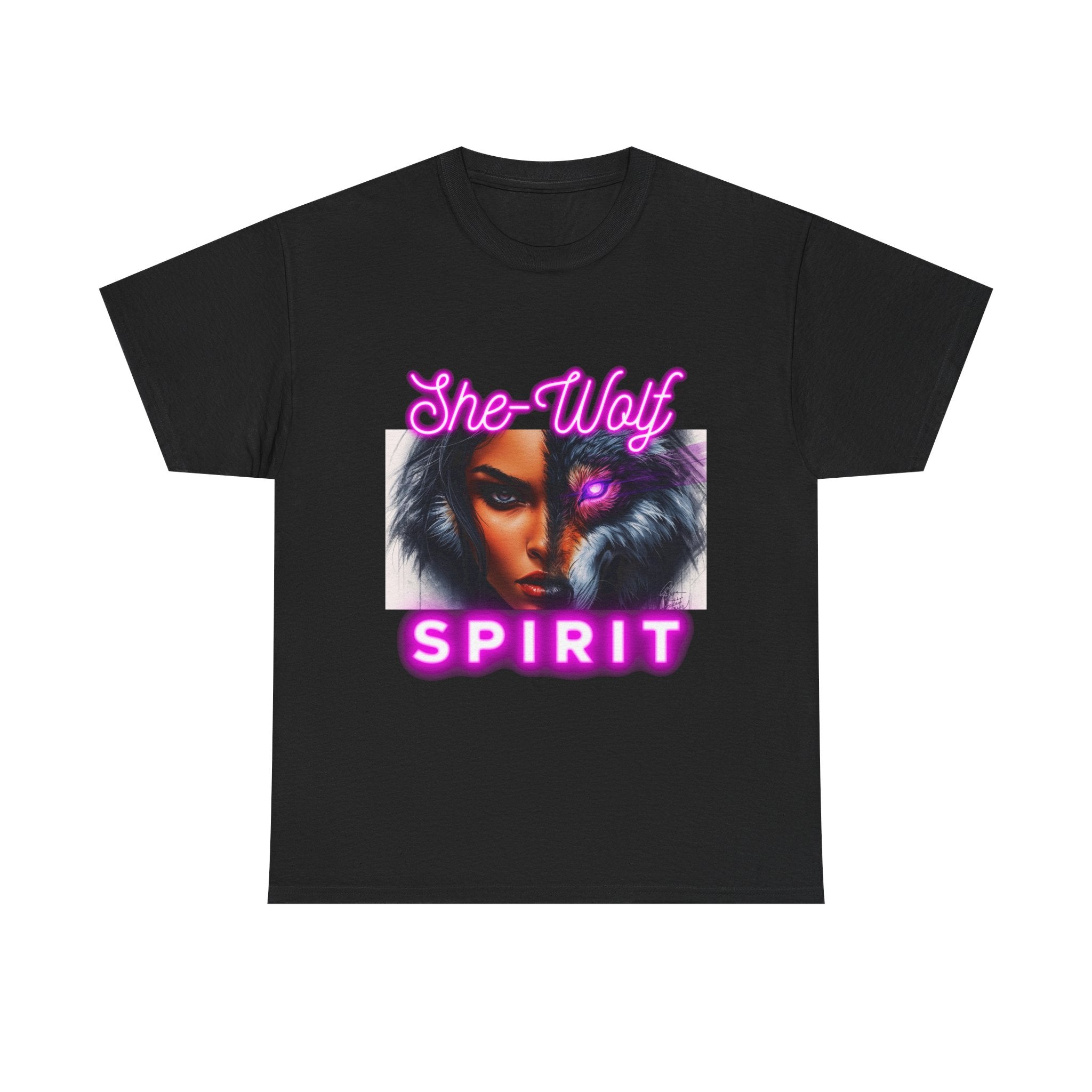 Neon Pink She-Wolf Spirit – Tribal Goddess Graphic Tee