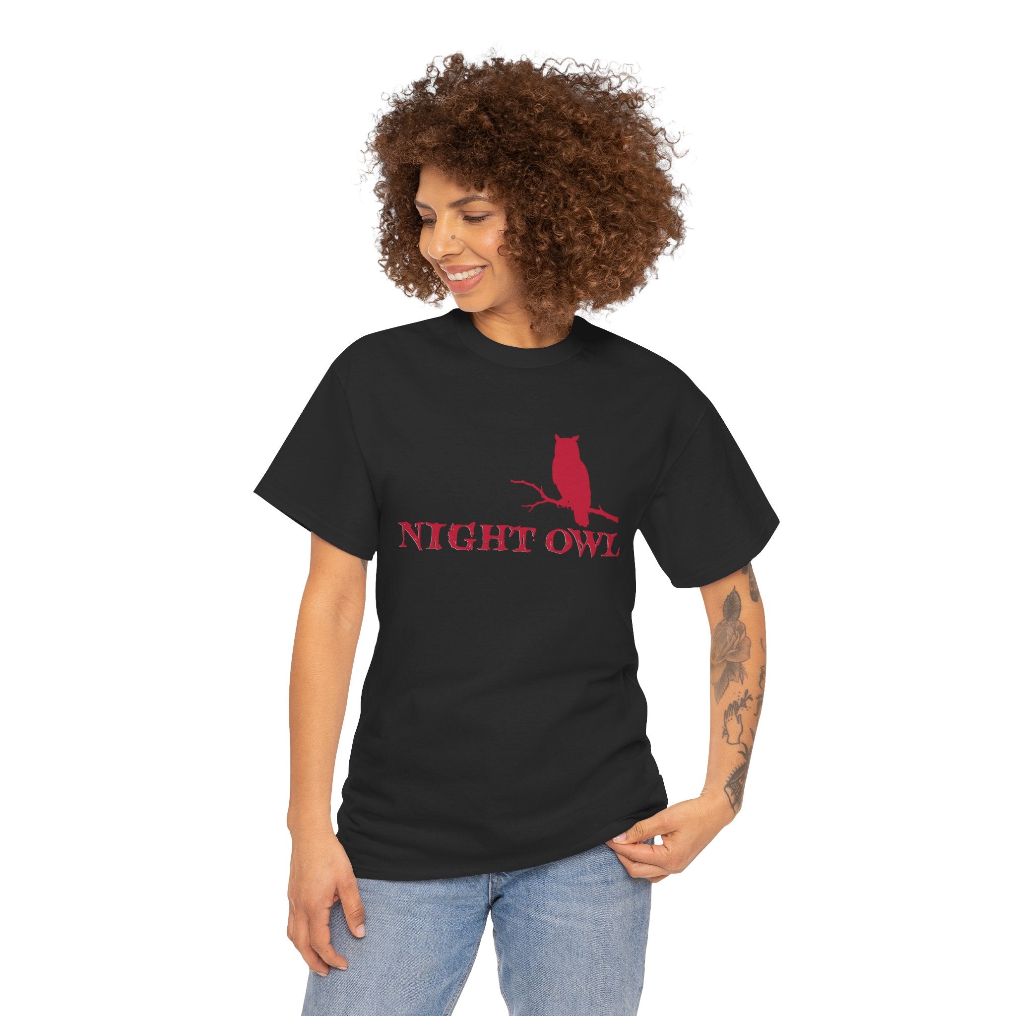 Night Owl Red Graphic Tee — Unisex Statement Shirt