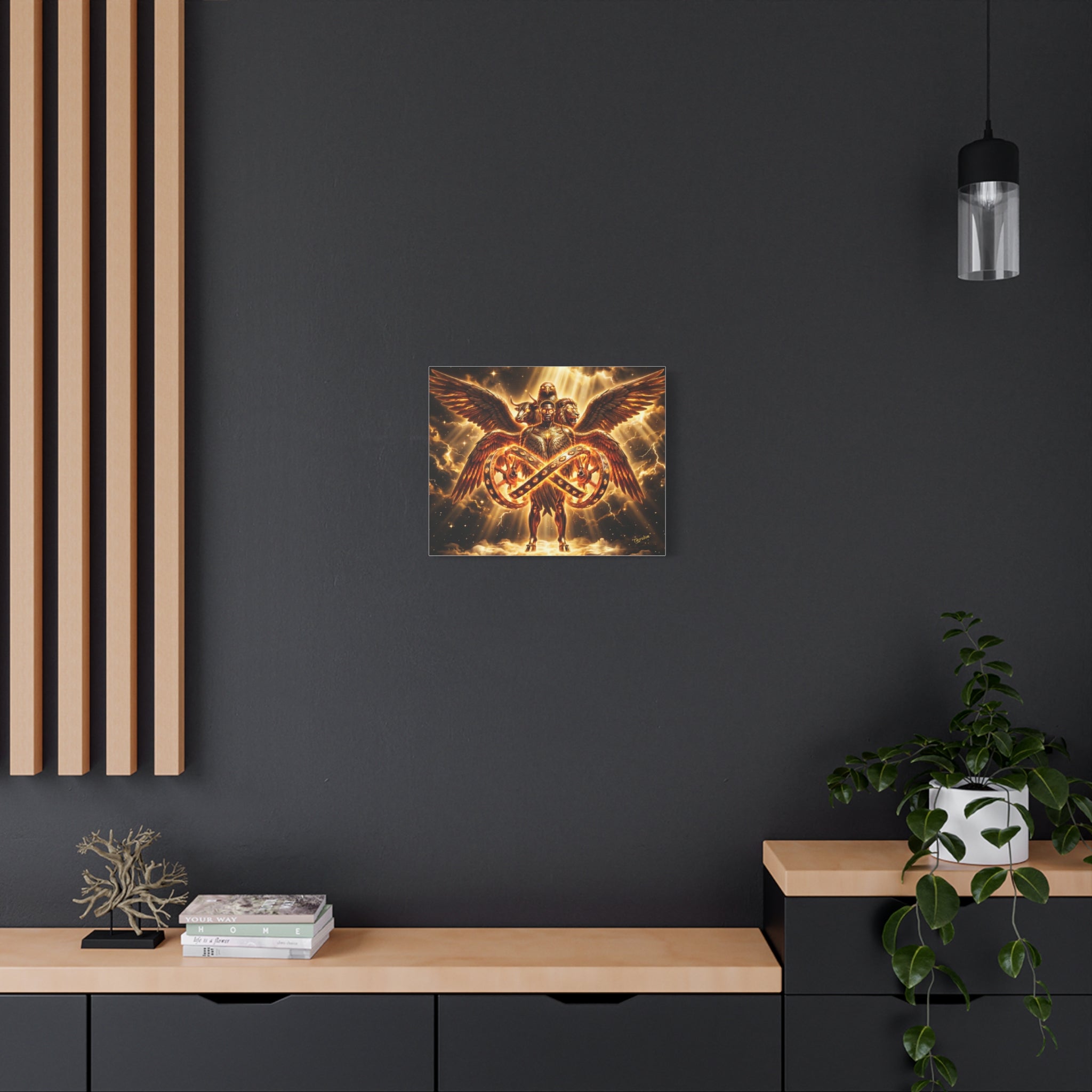 Cherubim & Sacred Wheels Canvas — Ezekiel Vision Angelic Wall Art 👼✨