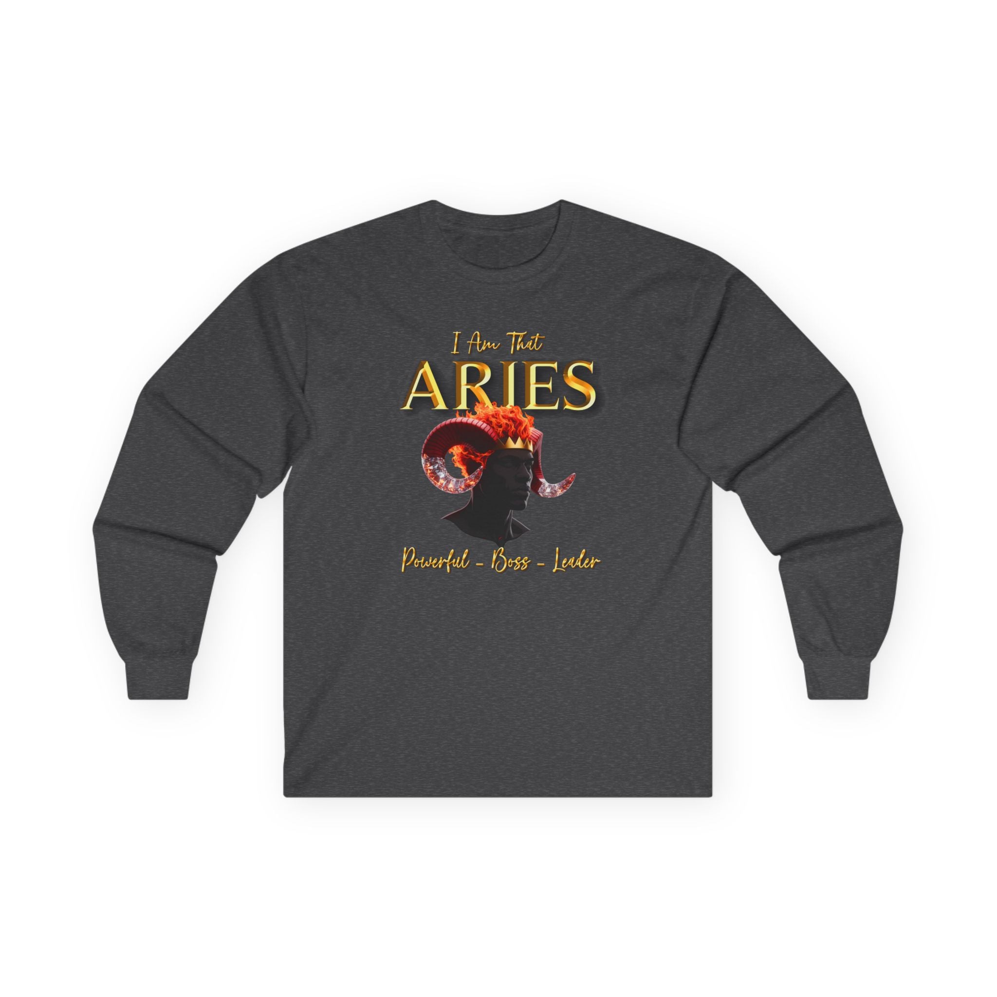 Aries Zodiac Long Sleeve Tee — "I Am The Aries" Astrology Ram Shirt