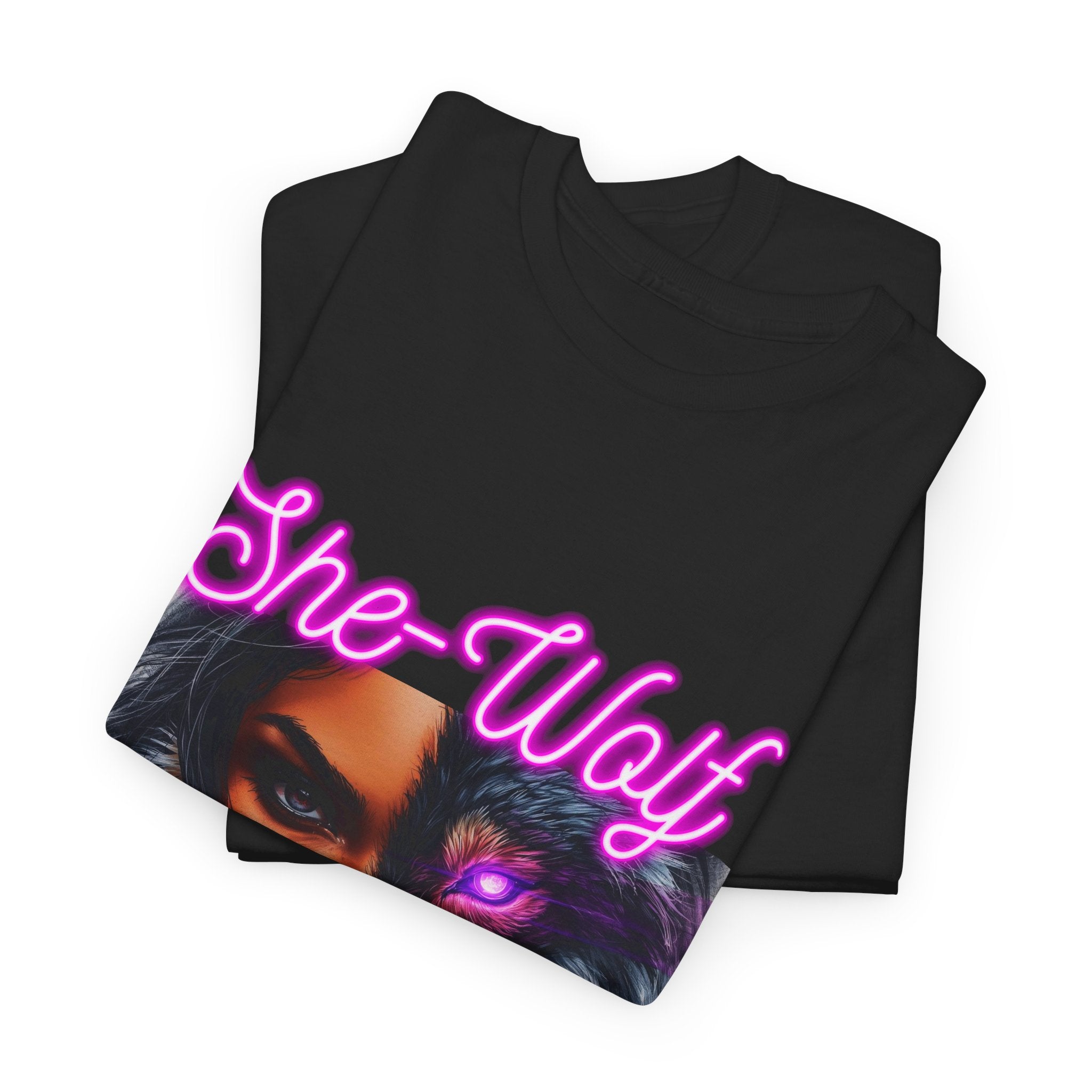 Neon Pink She-Wolf Spirit – Tribal Goddess Graphic Tee