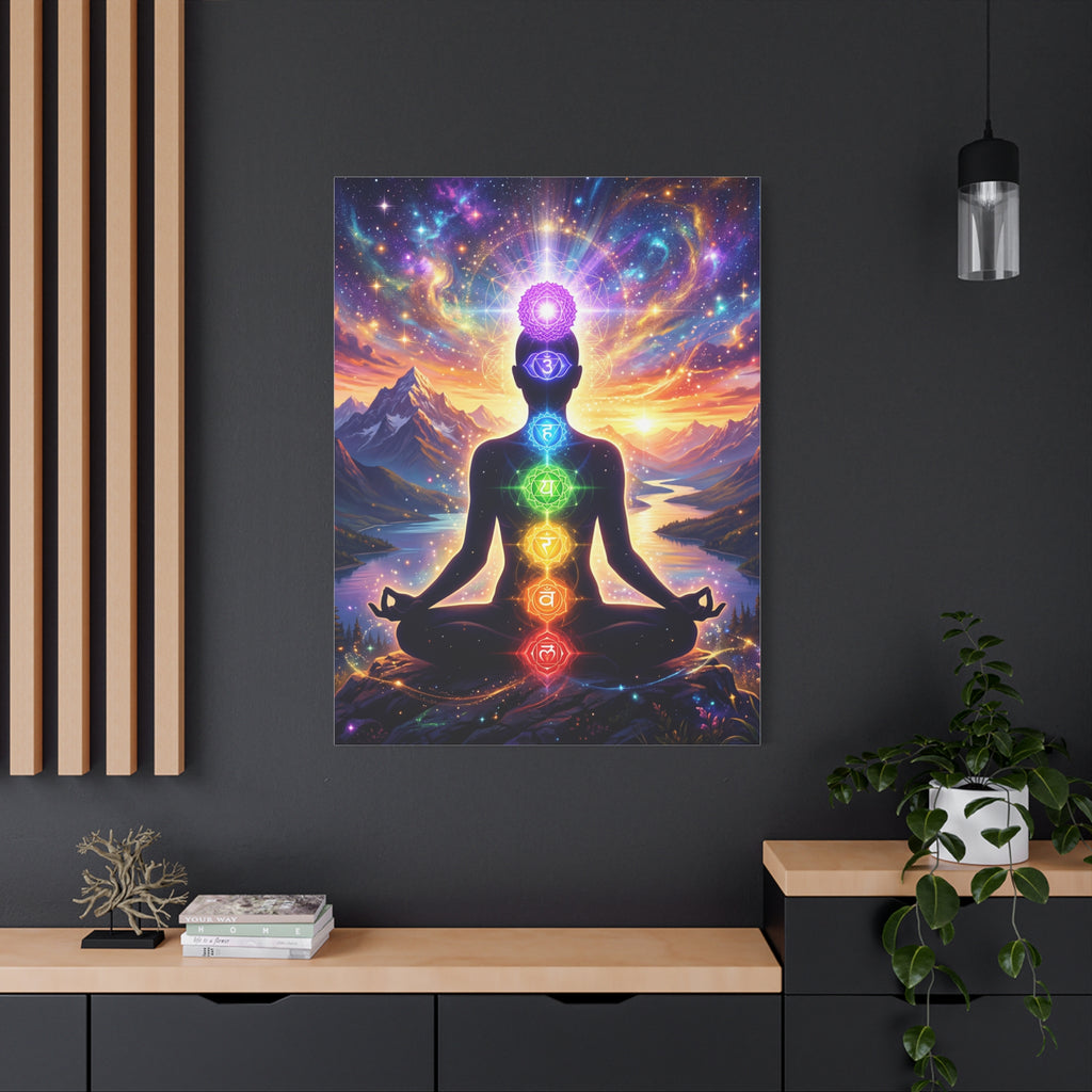 🌈✨ 7 Chakra Meditation Canvas — Energy Alignment & Spiritual Balance Wall Art 🧘🏾‍♀️🔮