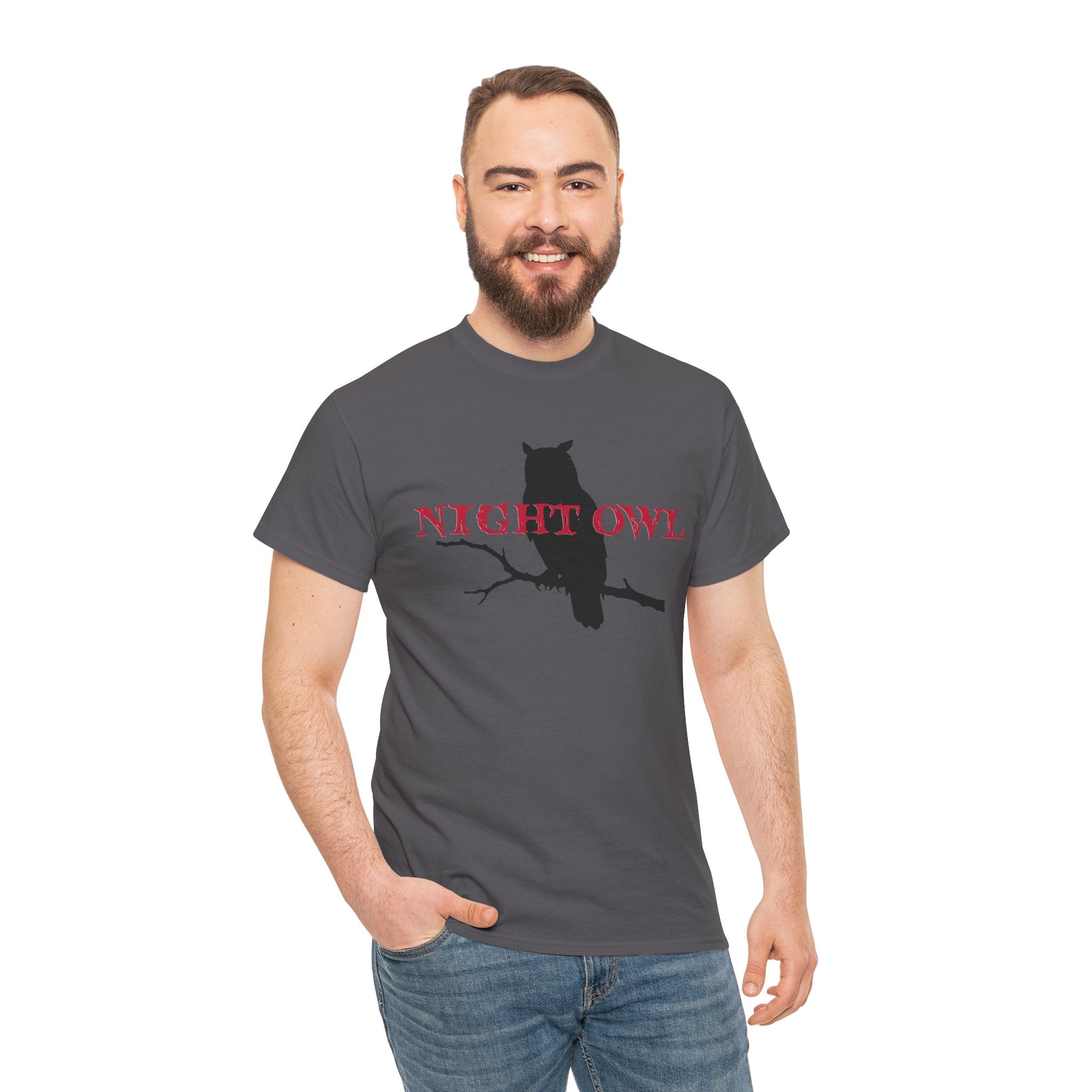 Night Owl T-Shirt — Silhouette Owl on Branch Graphic Tee