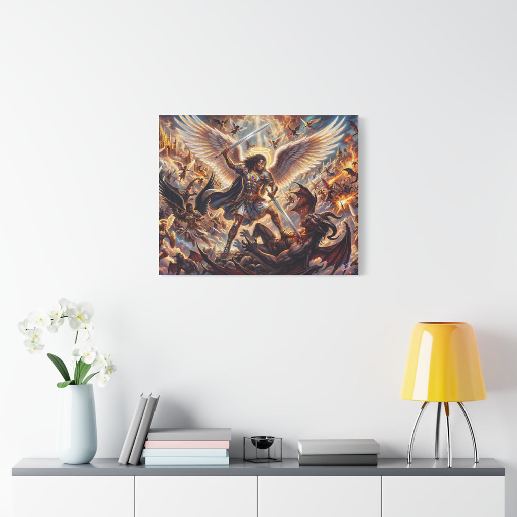 Archangel Michael Victory Canvas — Celestial Warrior Battle Wall Art ⚔️🔥