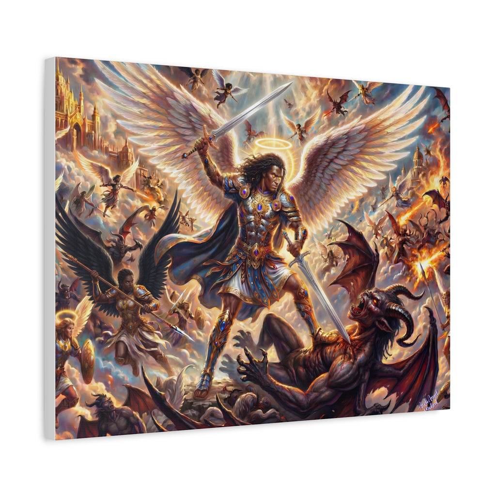 Archangel Michael Victory Canvas — Celestial Warrior Battle Wall Art ⚔️🔥