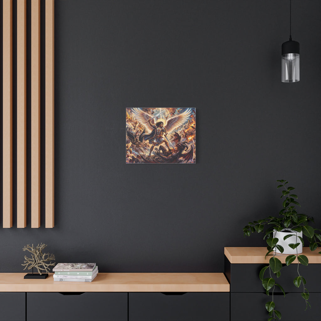 Archangel Michael Victory Canvas — Celestial Warrior Battle Wall Art ⚔️🔥