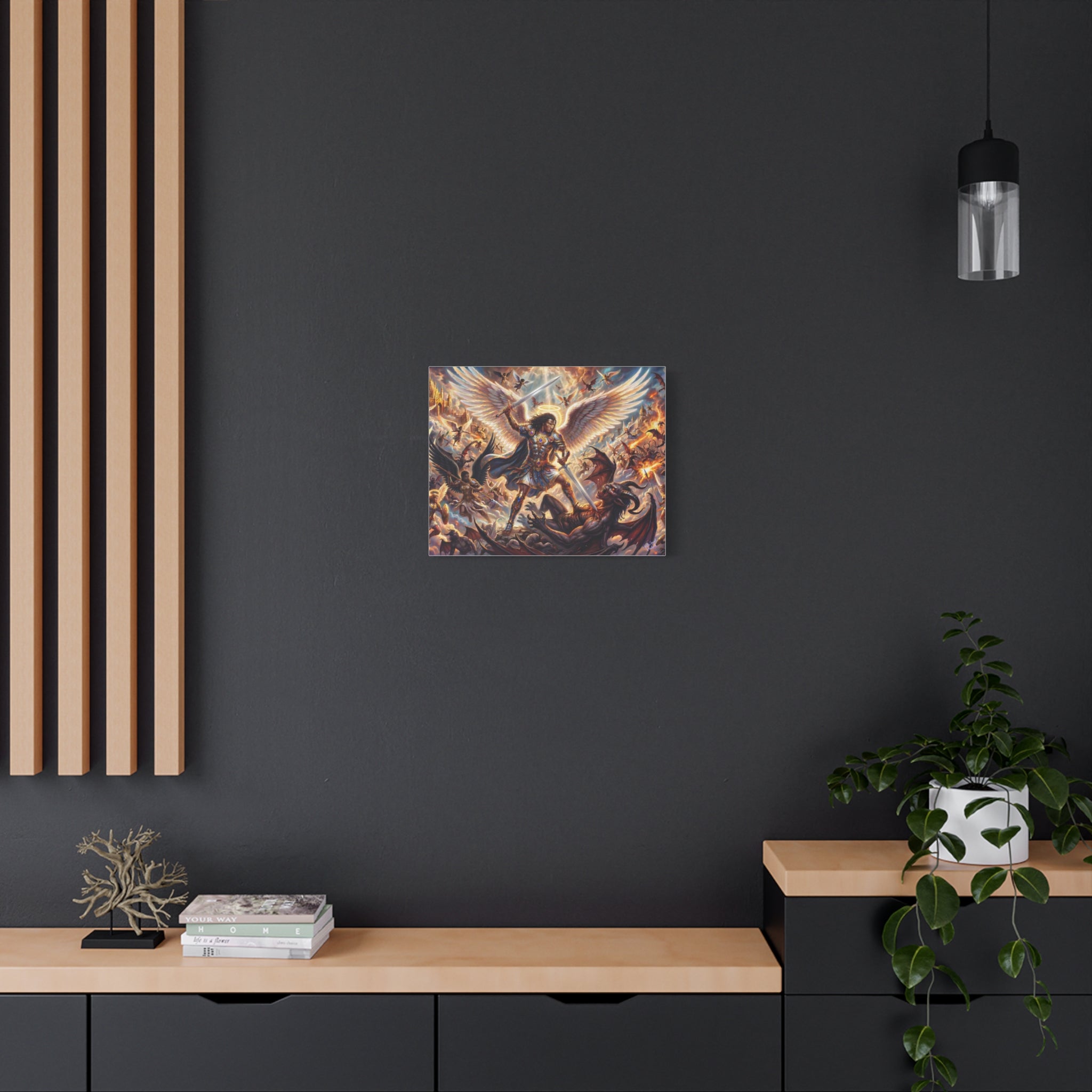 Archangel Michael Victory Canvas — Celestial Warrior Battle Wall Art ⚔️🔥
