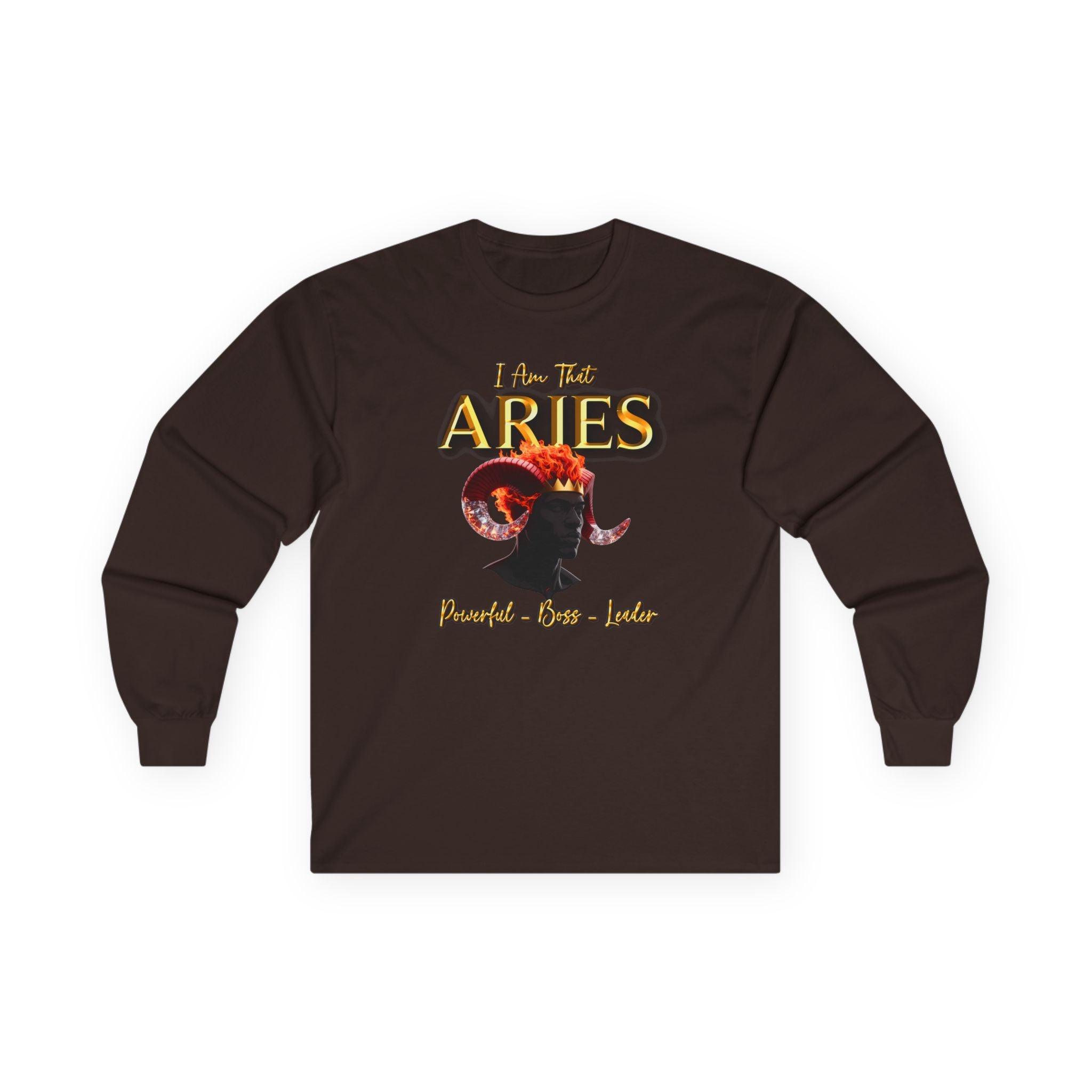 Aries Zodiac Long Sleeve Tee — "I Am The Aries" Astrology Ram Shirt
