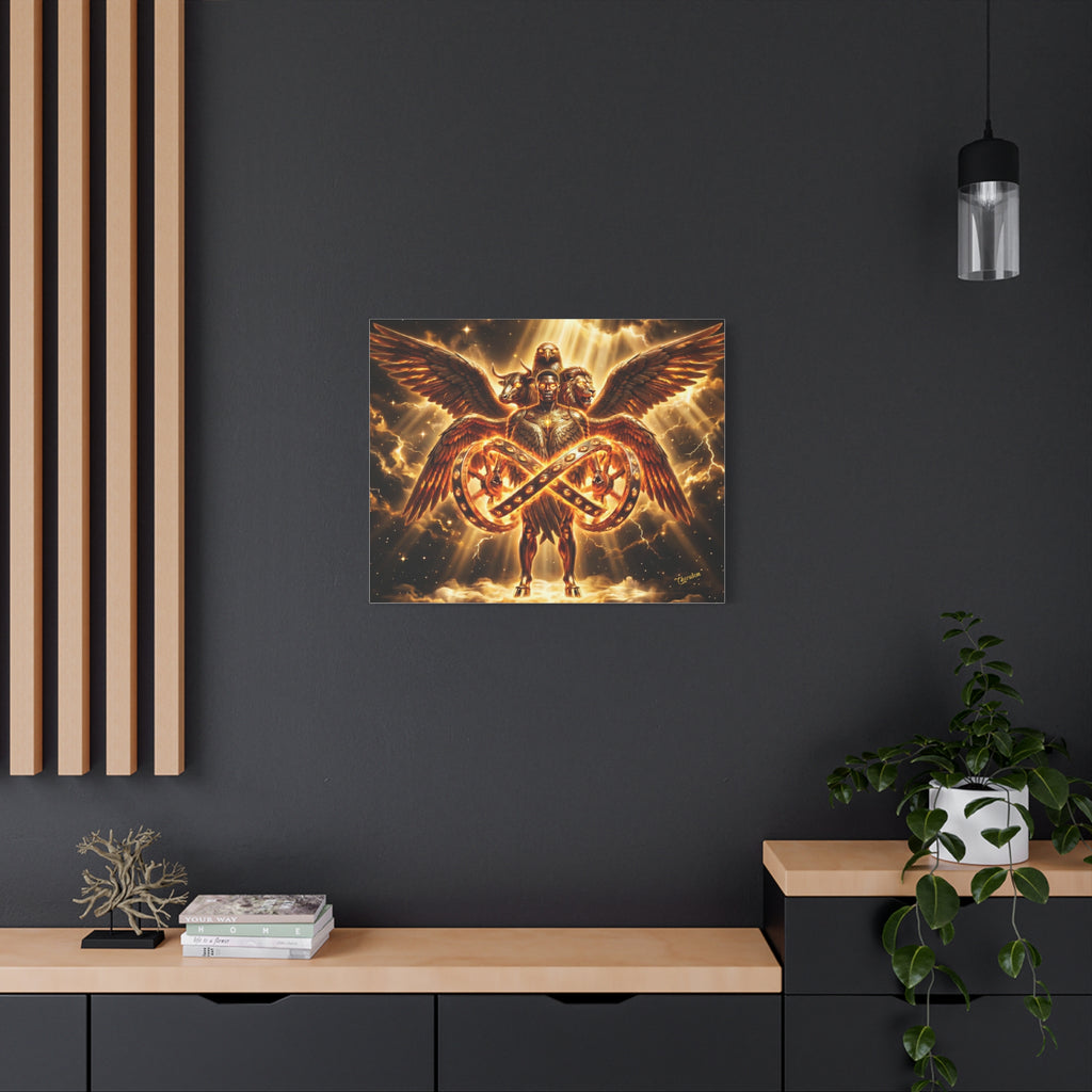 Cherubim & Sacred Wheels Canvas — Ezekiel Vision Angelic Wall Art 👼✨