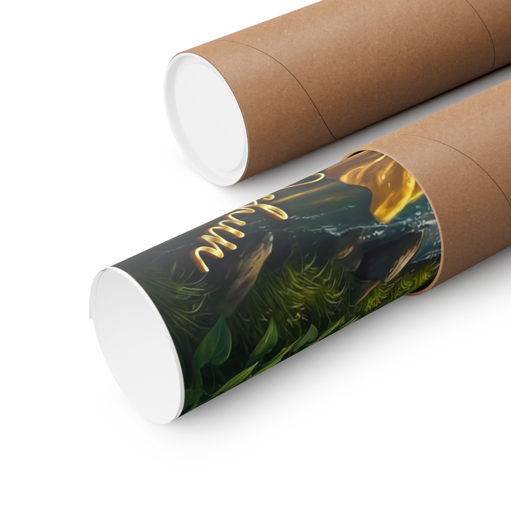 Oshun Goddess Poster — Golden Waterfall Maternity Art Matte Horizontal Print