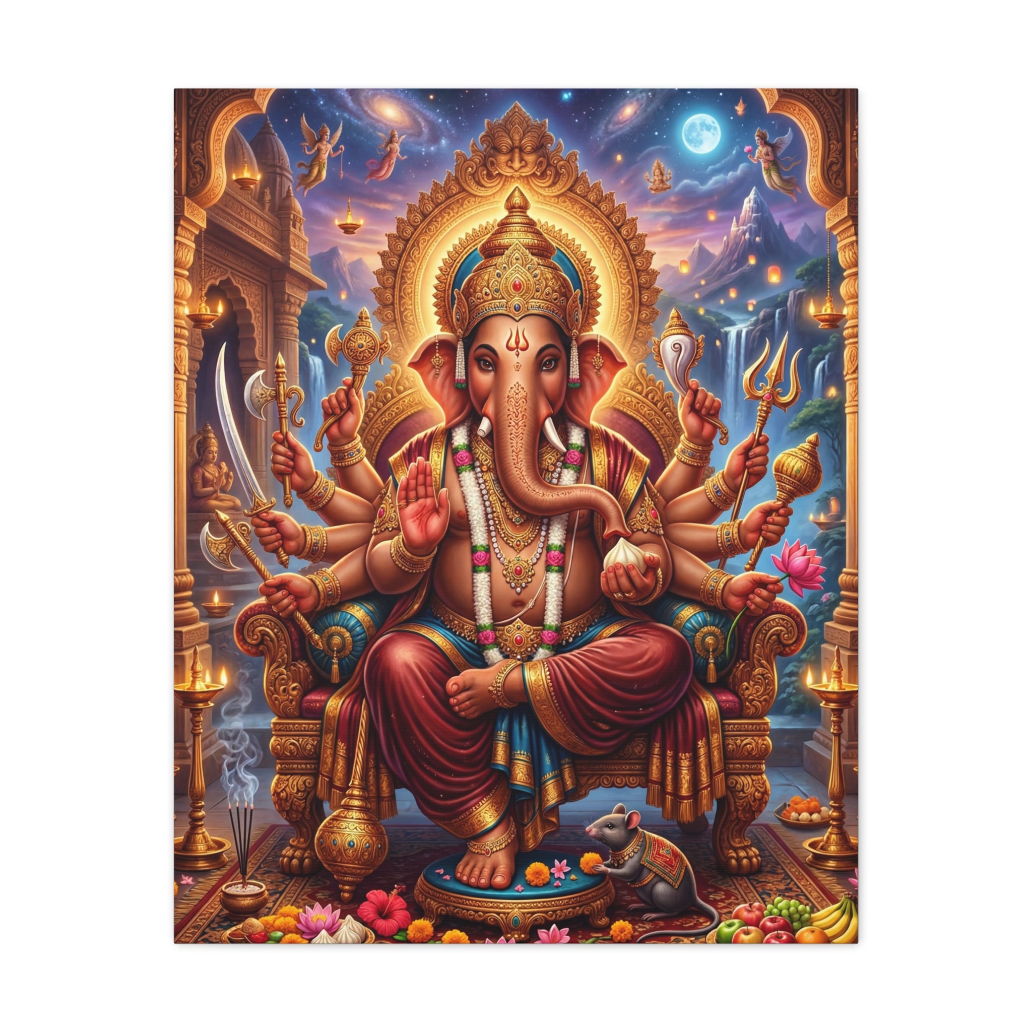🐘✨ Sacred Ganesha Blessings Canvas — Divine Protection & Abundance Wall Art 👑🪷