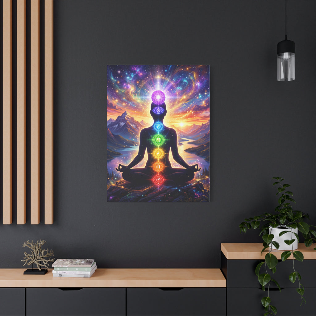 🌈✨ 7 Chakra Meditation Canvas — Energy Alignment & Spiritual Balance Wall Art 🧘🏾‍♀️🔮