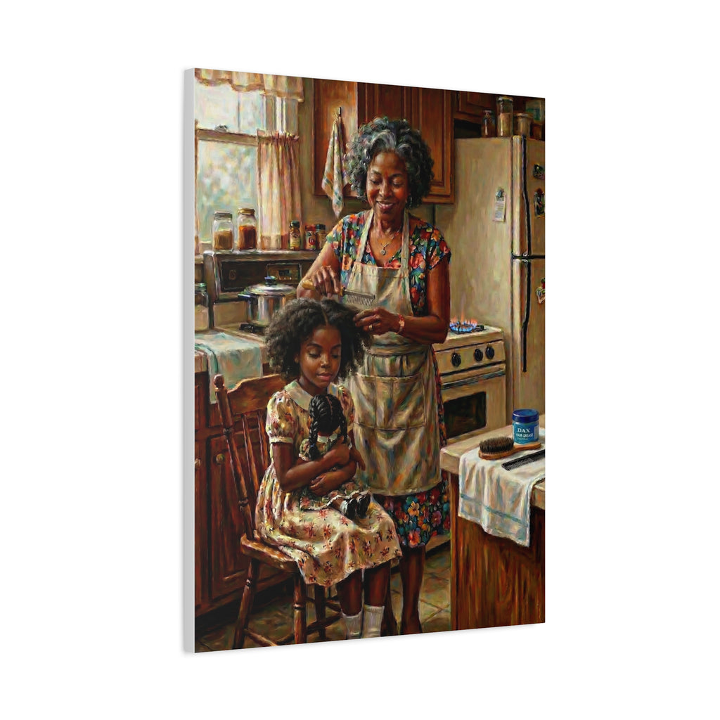 Generations of Love Canvas — Grandma Hot Comb Hair Ritual Art 💕✨