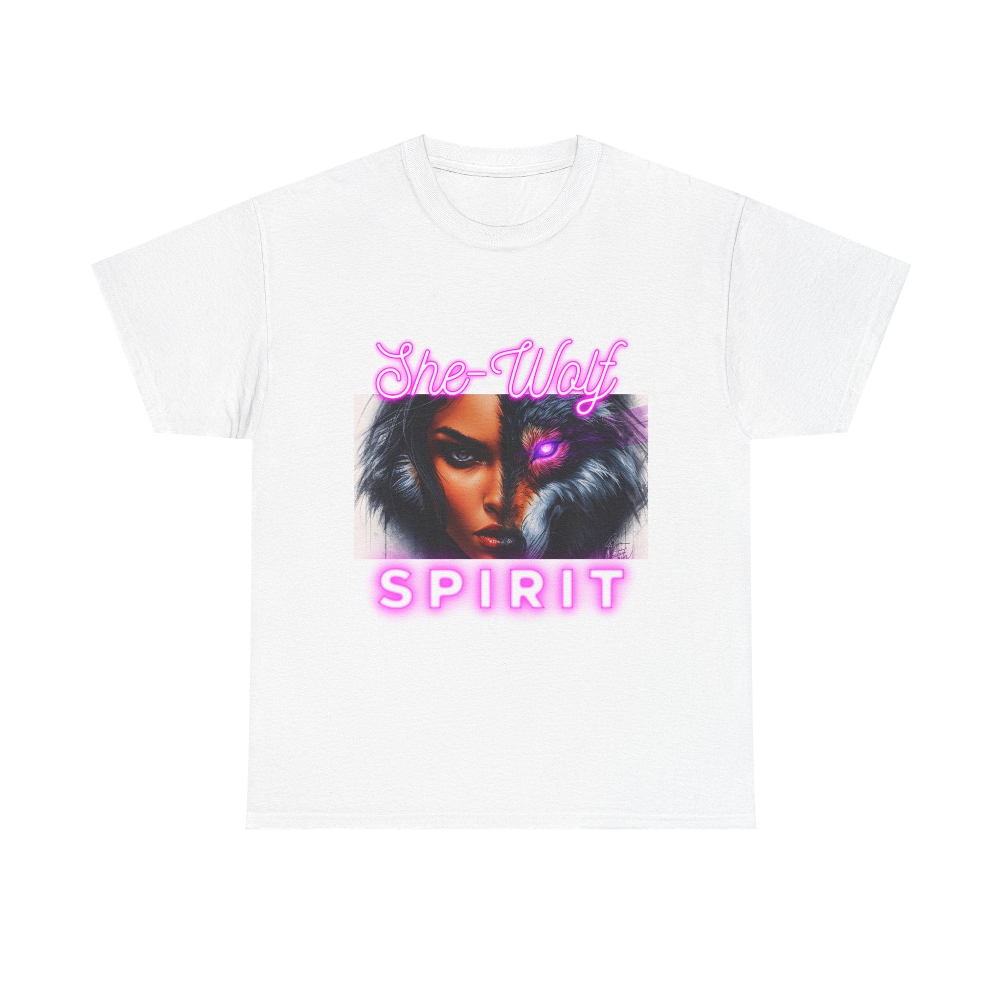 Neon Pink She-Wolf Spirit – Tribal Goddess Graphic Tee