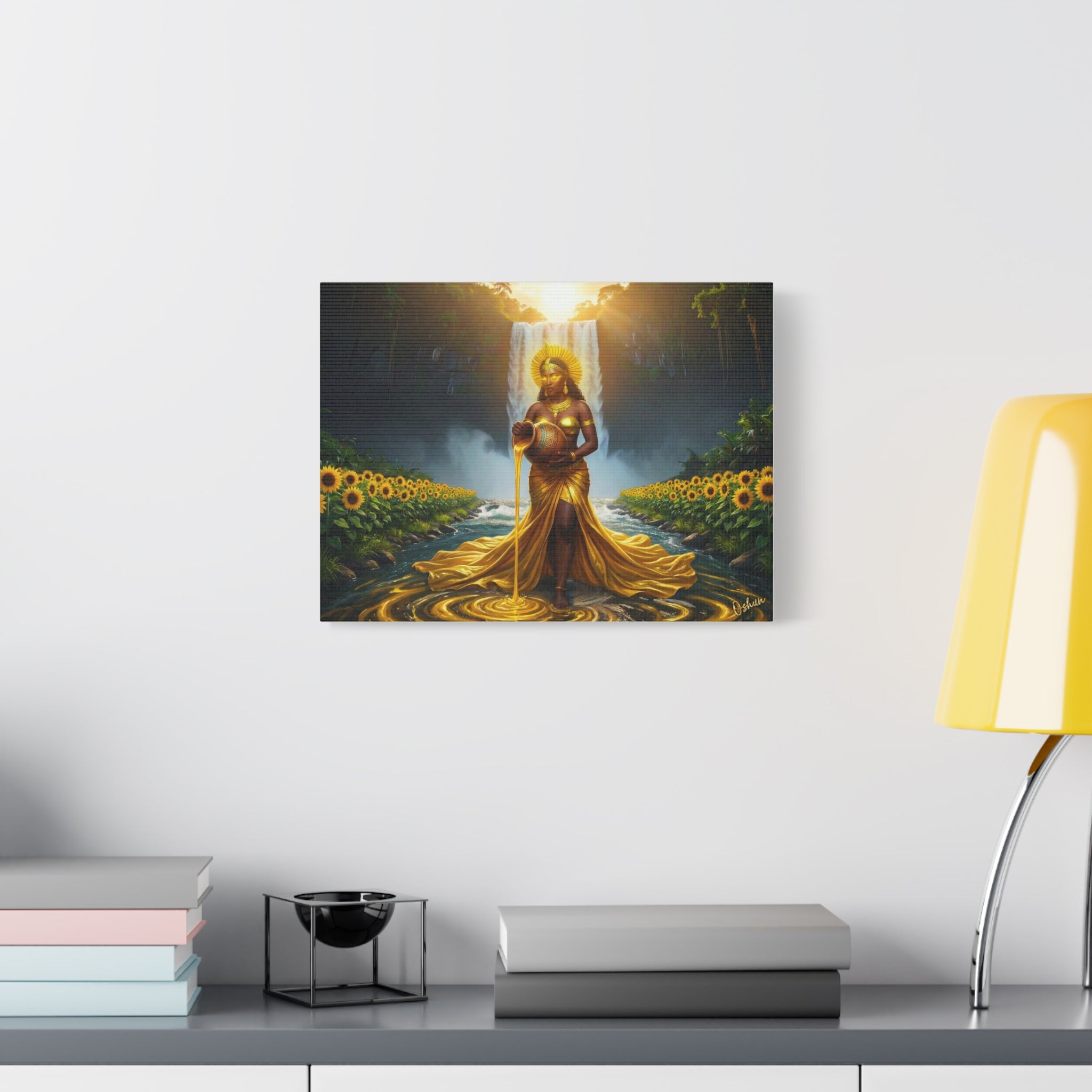 Oshun Golden Motherhood Canvas Print — Afro Goddess Maternity Wall Art